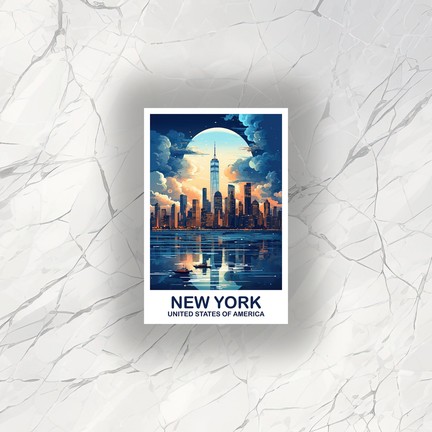 New York Travel Sticker, Manhattan Skyline Sticker, New York Sticker, Big Apple Sticker, Bright and Vibrant Sticker | T2NA_NYNY2_S