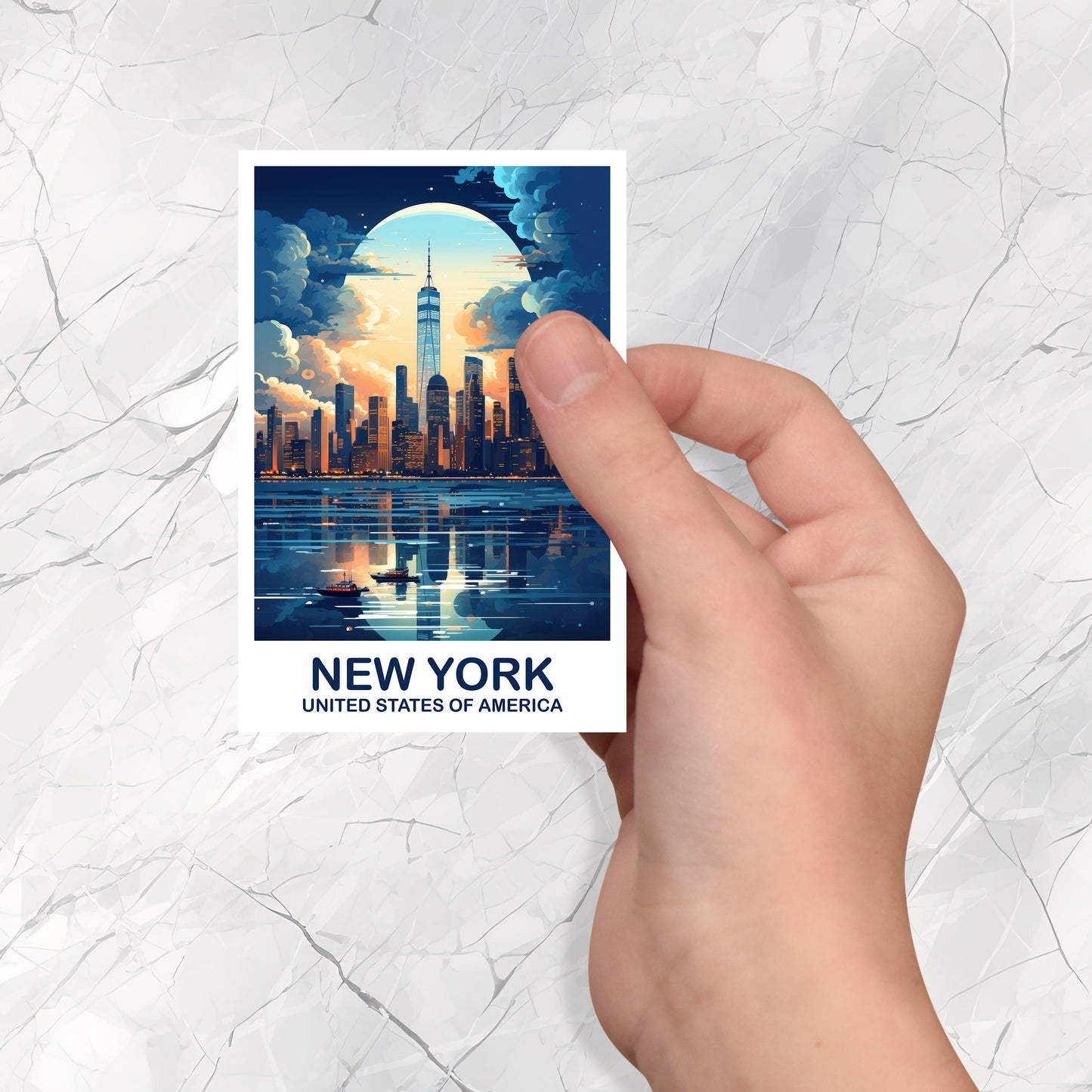 New York Travel Sticker, Manhattan Skyline Sticker, New York Sticker, Big Apple Sticker, Bright and Vibrant Sticker | T2NA_NYNY2_S
