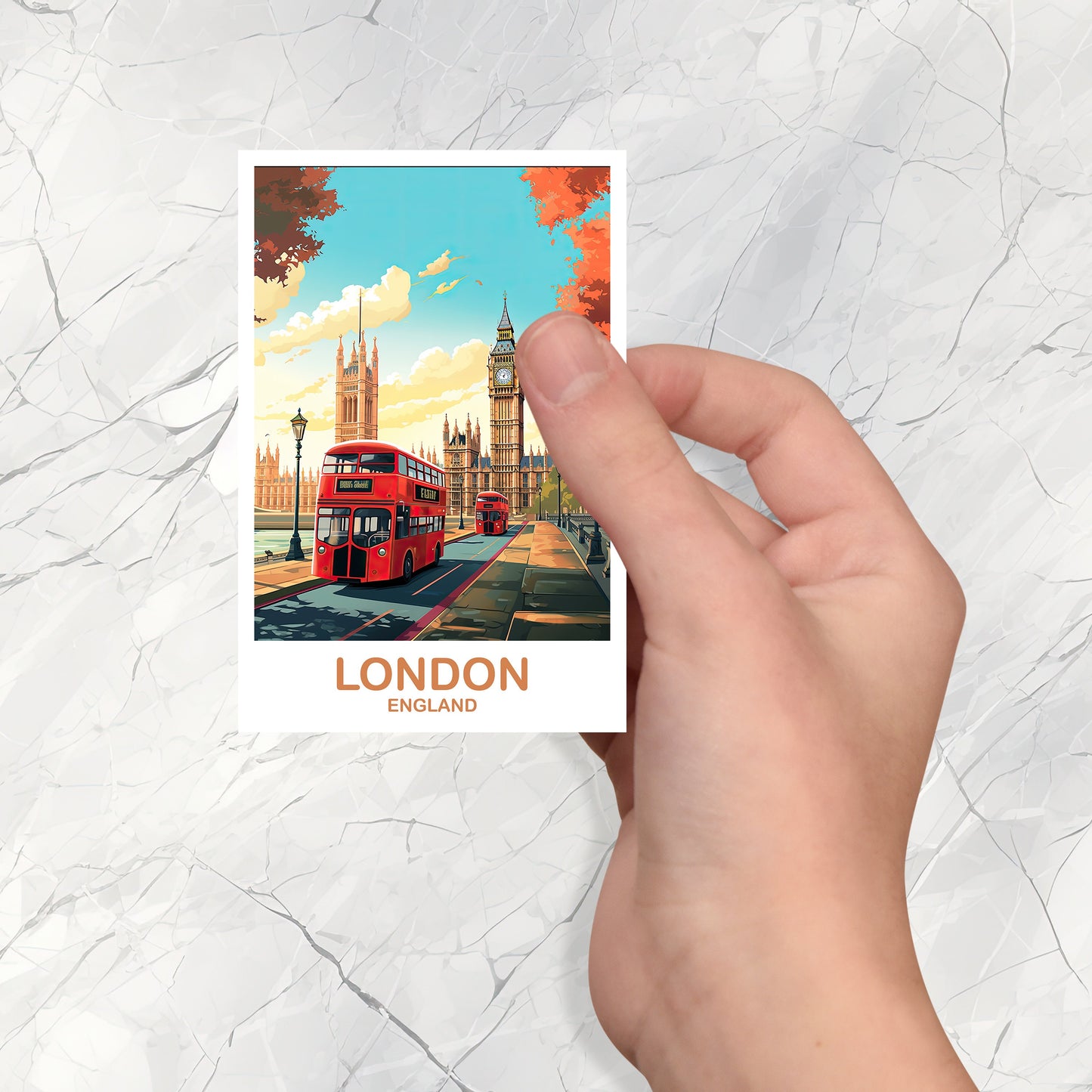 London Travel Art Sticker, London Travel Art, England Sticker, Big Ben Travel Sticker Art, England Travel Sticker Art | T2EU_ENLO2_S