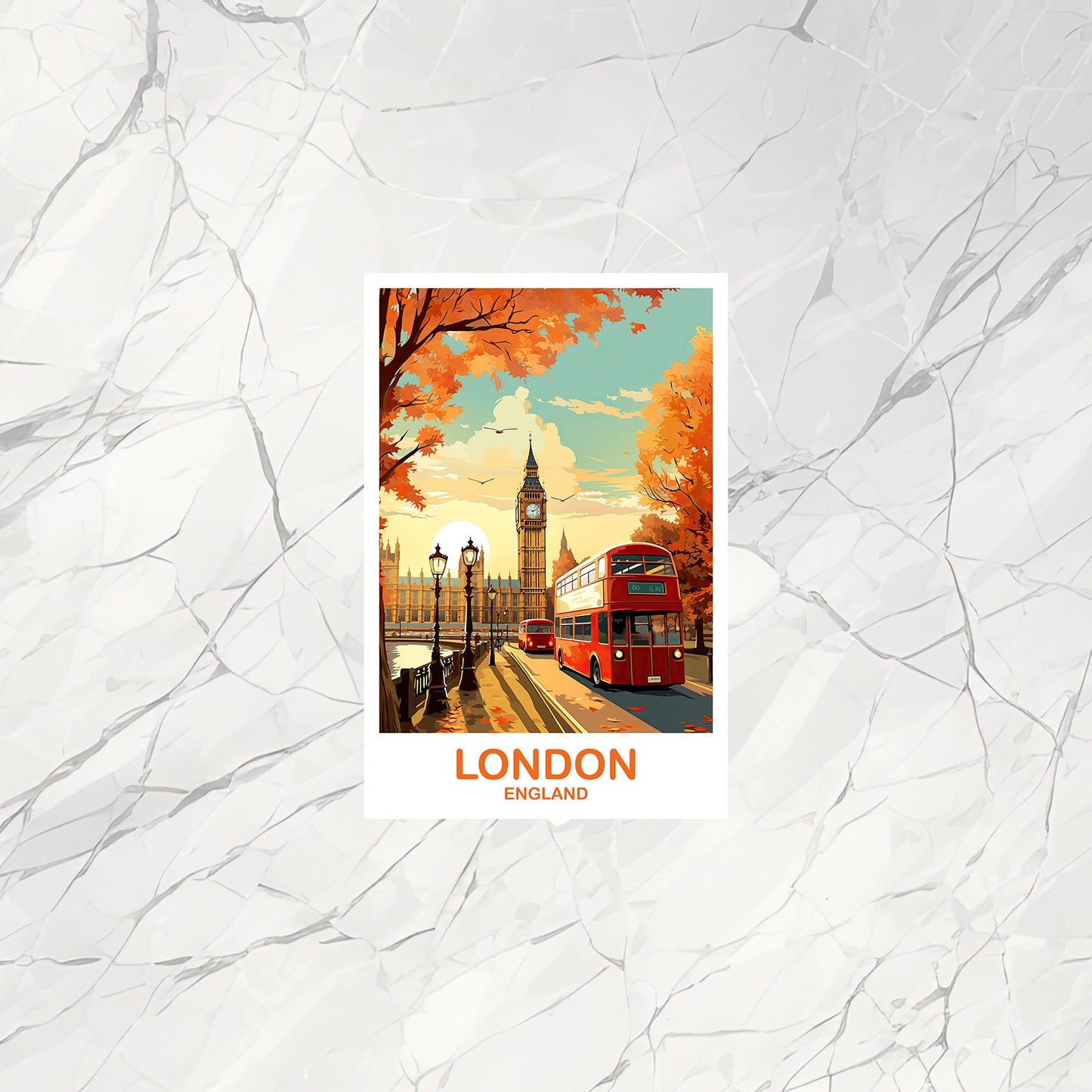 London Travel Art Sticker, London Travel Art, England Sticker, Big Ben Travel Sticker Art, England Travel Sticker Art | T2EU_ENLO4_S