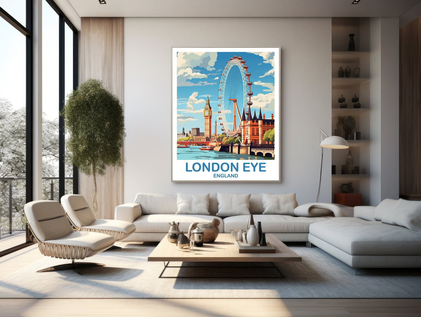 London Eye Travel Art Poster, London Travel Art, England Poster, Big Ben Travel Wall Art, England Travel Wall Art | T2EU_ENLO5