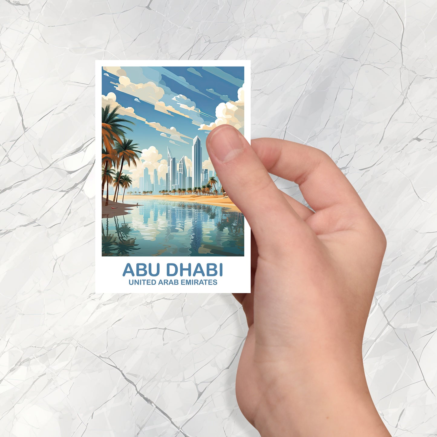 Abu Dhabi Travel Art Sticker, Abu Dubai Art Sticker, City Skyline Sticker Art, Vibrant Sunset, Travel Art Sticker | T2AS_UAEAD2_S