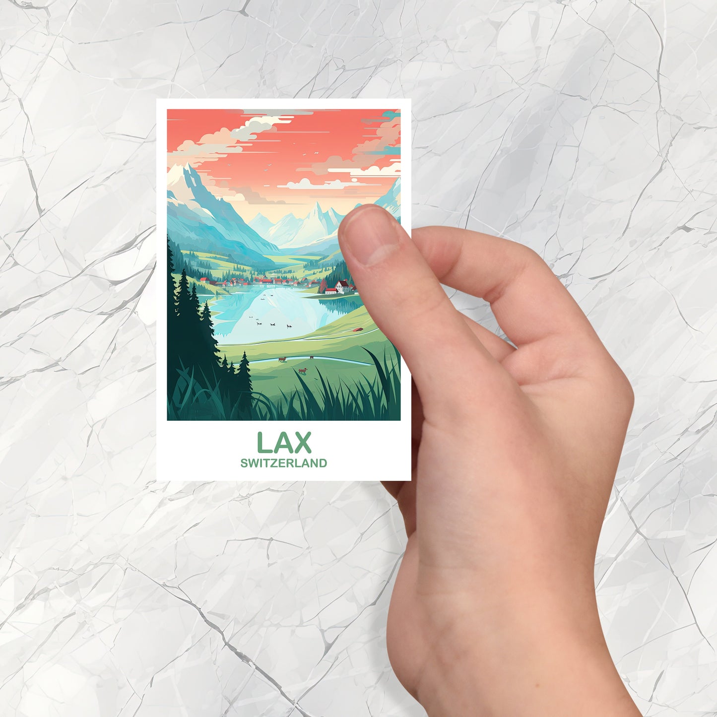 LAX Travel Sticker Art, LAX Switzerland Sticker Art, Switzerland Art Sticker, City Skyline Sunset Art Sticker | T2EU_SWLA2_S