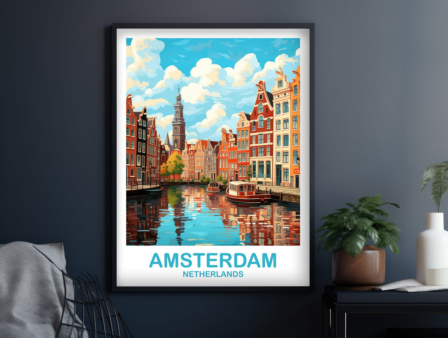 Amsterdam Travel Wall Art, Netherlands Wall Art, Amsterdam Wall Art Poster, City Travel Art, Amsterdam Poster | T2EU_NEAM1