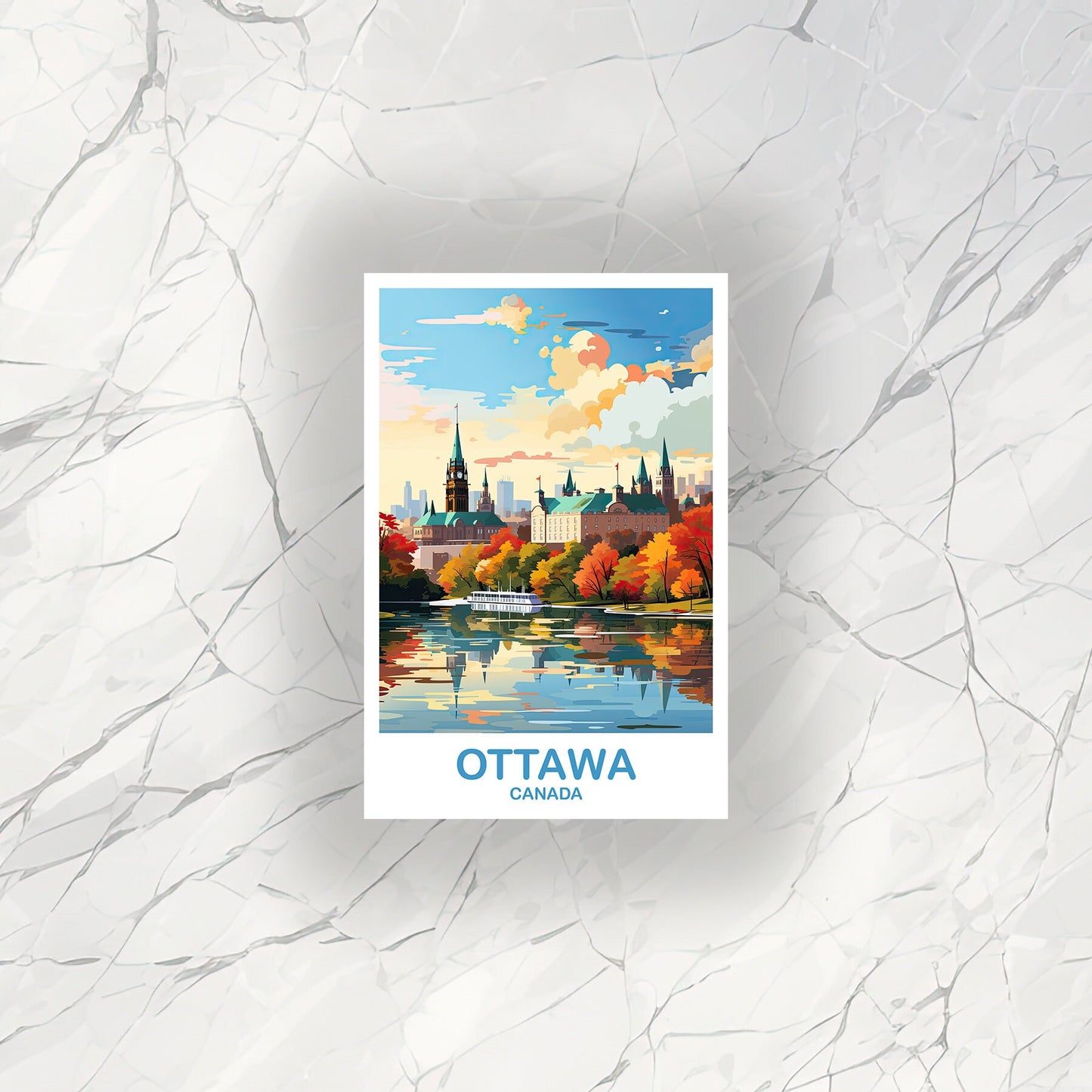 Ottawa Travel Sticker, Ontario Travel Sticker Art, Ottawa Art Sticker, City Skyline Art, Canadian Parliament Hill Sticker| T2NA_ONOT1_S