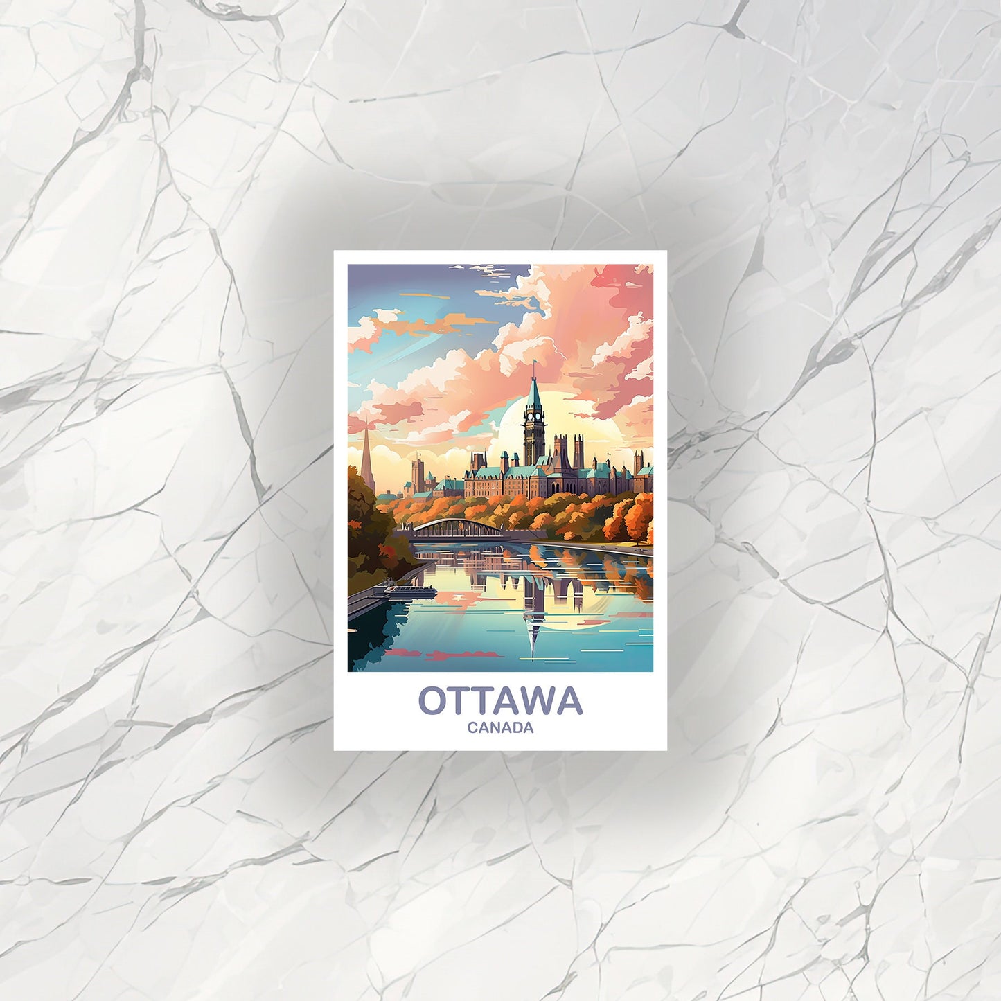 Ottawa Travel Sticker, Ontario Travel Sticker Art, Ottawa Art Sticker, City Skyline Art, Canadian Parliament Hill Sticker| T2NA_ONOT2_S