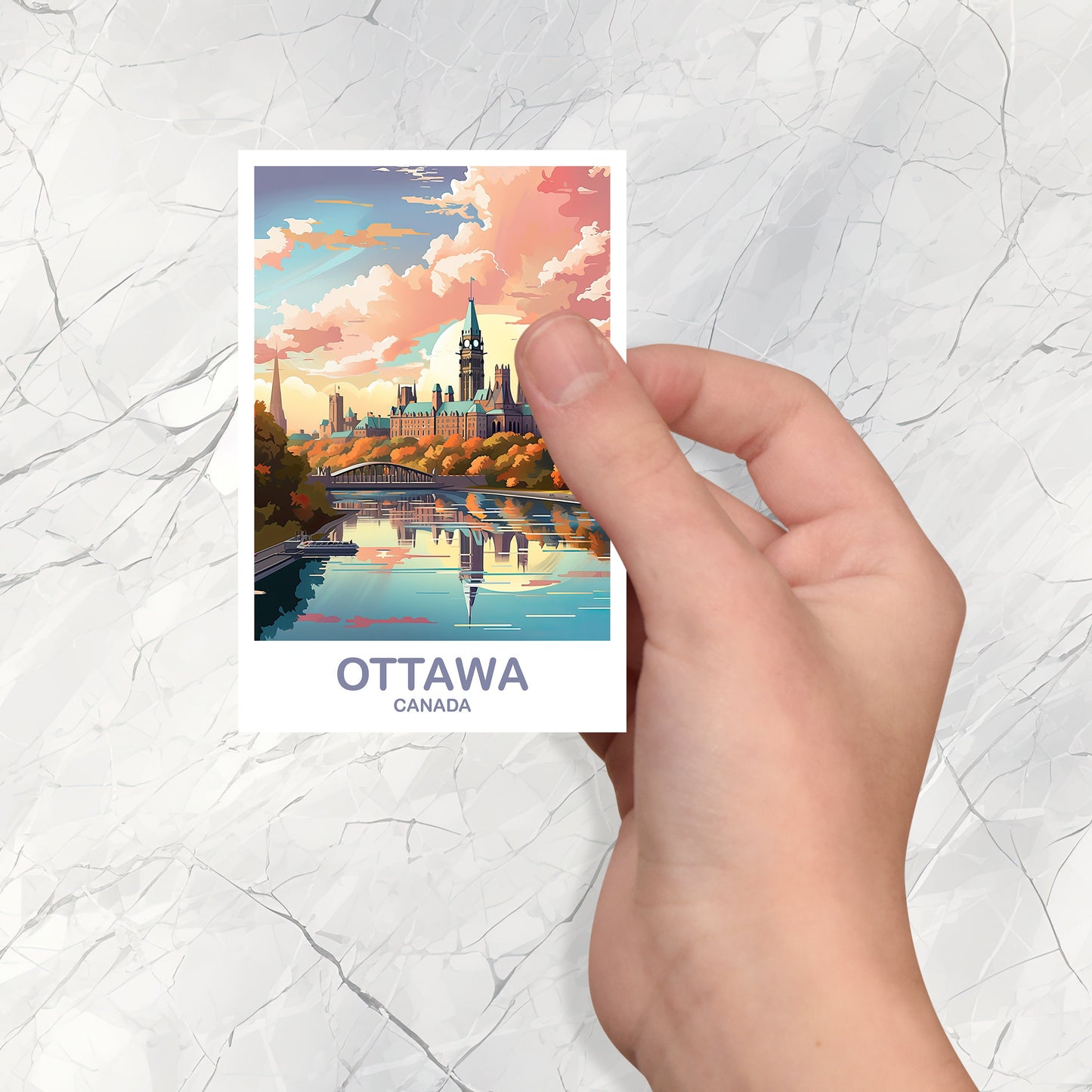 Ottawa Travel Sticker, Ontario Travel Sticker Art, Ottawa Art Sticker, City Skyline Art, Canadian Parliament Hill Sticker| T2NA_ONOT2_S