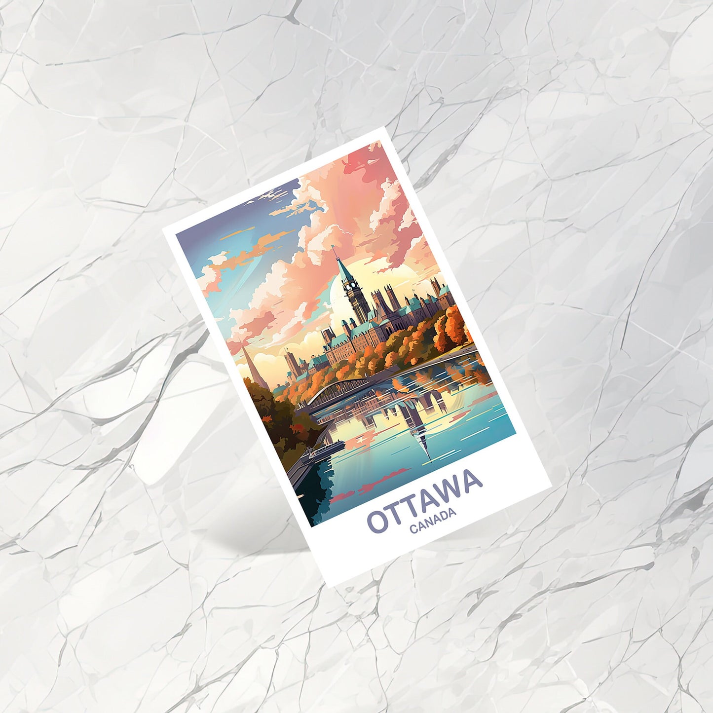 Ottawa Travel Postcard, Ontario Travel Art, Ottawa Art Postcard, City Skyline Wall Art, Canadian Parliament Hill | T2NA_ONOT2_P