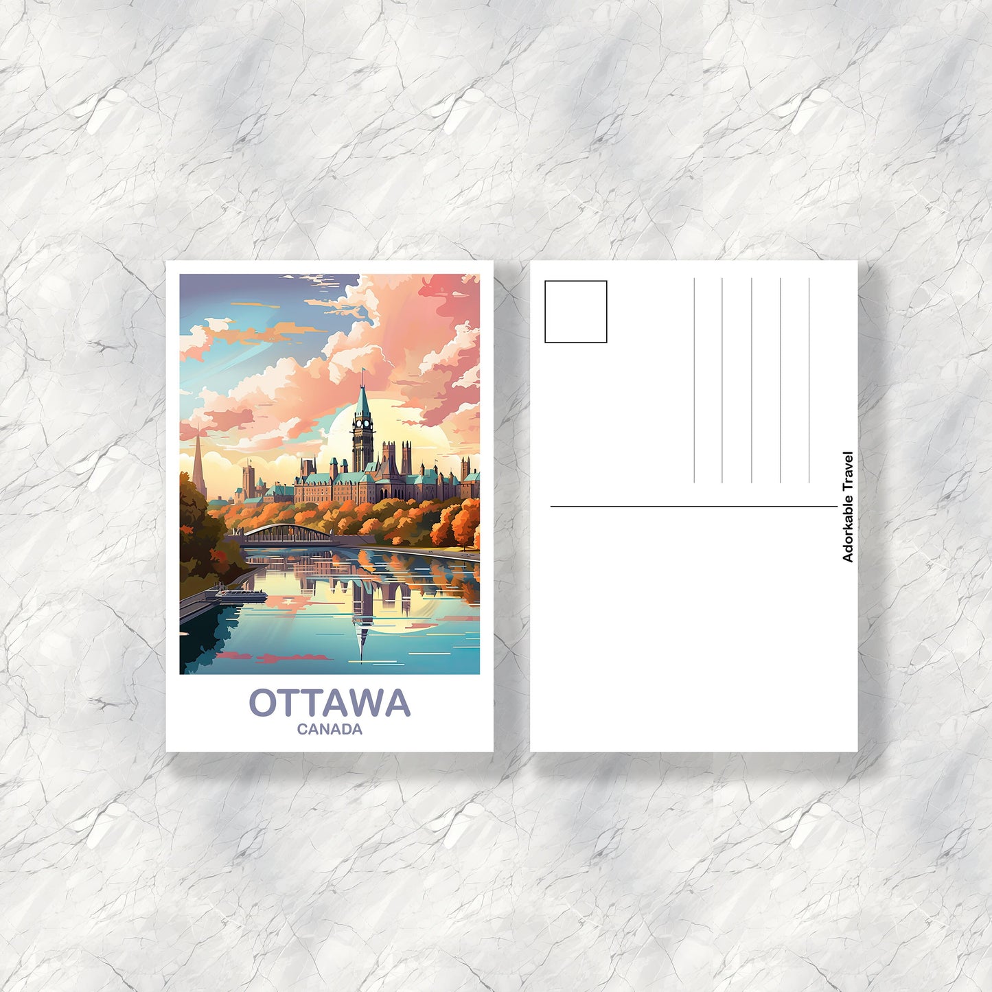 Ottawa Travel Postcard, Ontario Travel Art, Ottawa Art Postcard, City Skyline Wall Art, Canadian Parliament Hill | T2NA_ONOT2_P