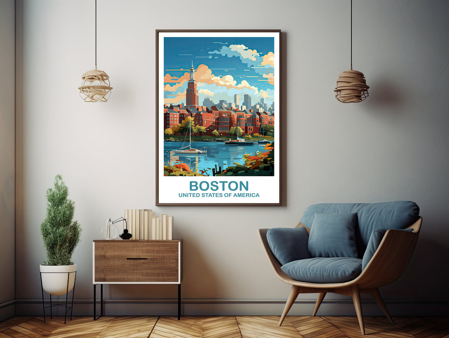Boston Massachusetts Travel Print, Printable Boston Wall Art Poster, City, Digital Boston Travel Art, Boston Travel Poster | DT2NA_MABO1
