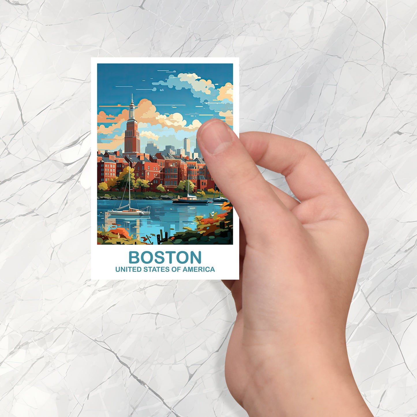 Boston Massachusetts Travel Sticker, Boston Wall Art Sticker, City Skyline Art, Boston Travel Sticker, Boston Travel Sticker | T2NA_MABO1_S