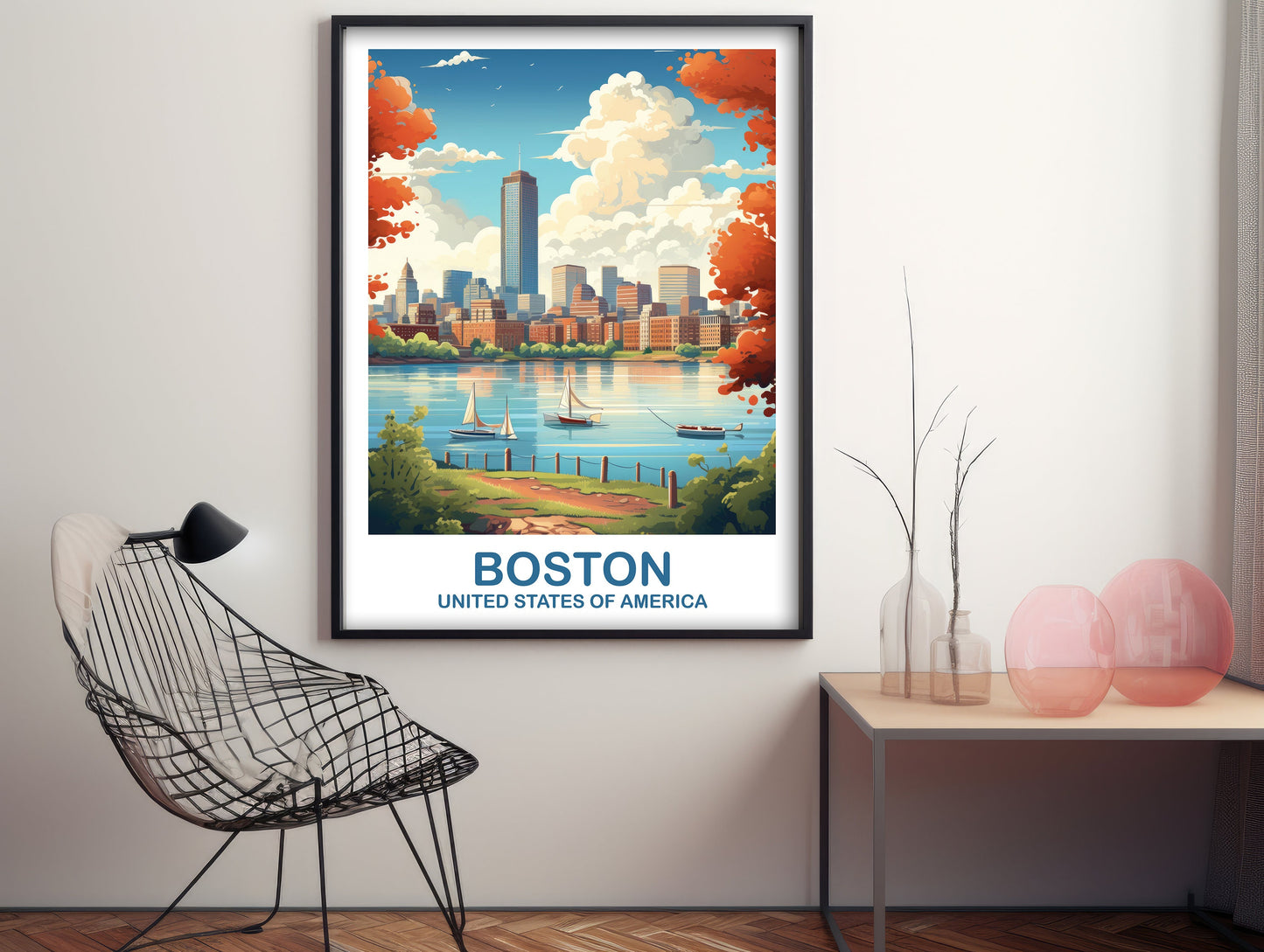 Boston Massachusetts Travel Print, Boston Wall Art Poster, City Skyline Wall Art, Boston Travel Art, Boston Travel Poster | T2NA_MABO2