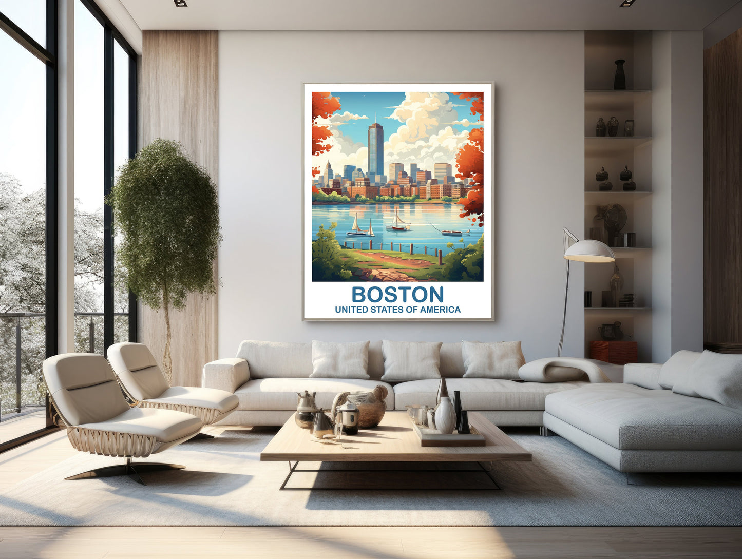 Boston Massachusetts Travel Print, Boston Wall Art Poster, City Skyline Wall Art, Boston Travel Art, Boston Travel Poster | T2NA_MABO2
