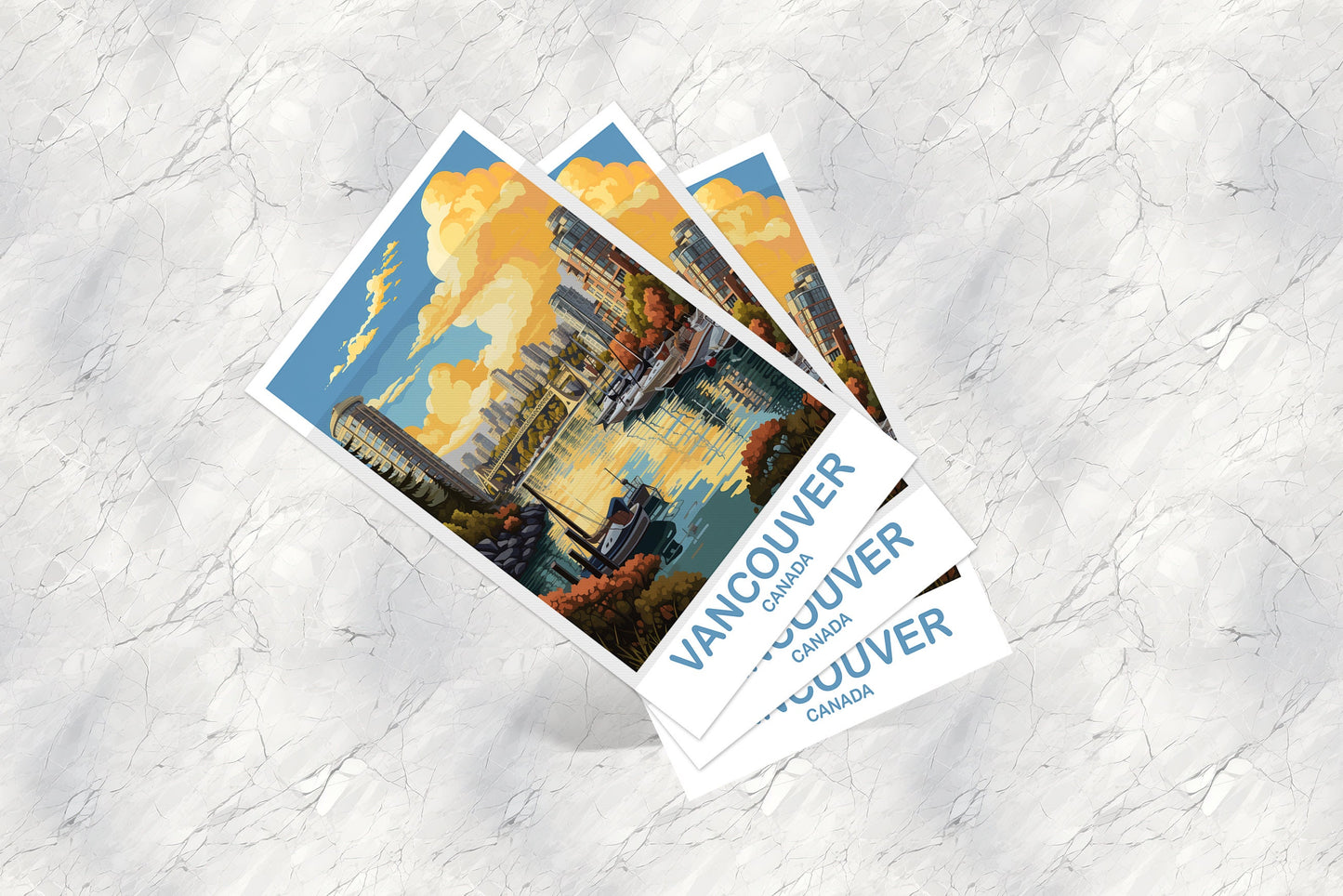 Vancouver BC Travel Postcard, British Columbia Art Postcard , Vancover Travel Postcard, Travel Art, Vancouver Travel Art | T2NA_BCVA4_P