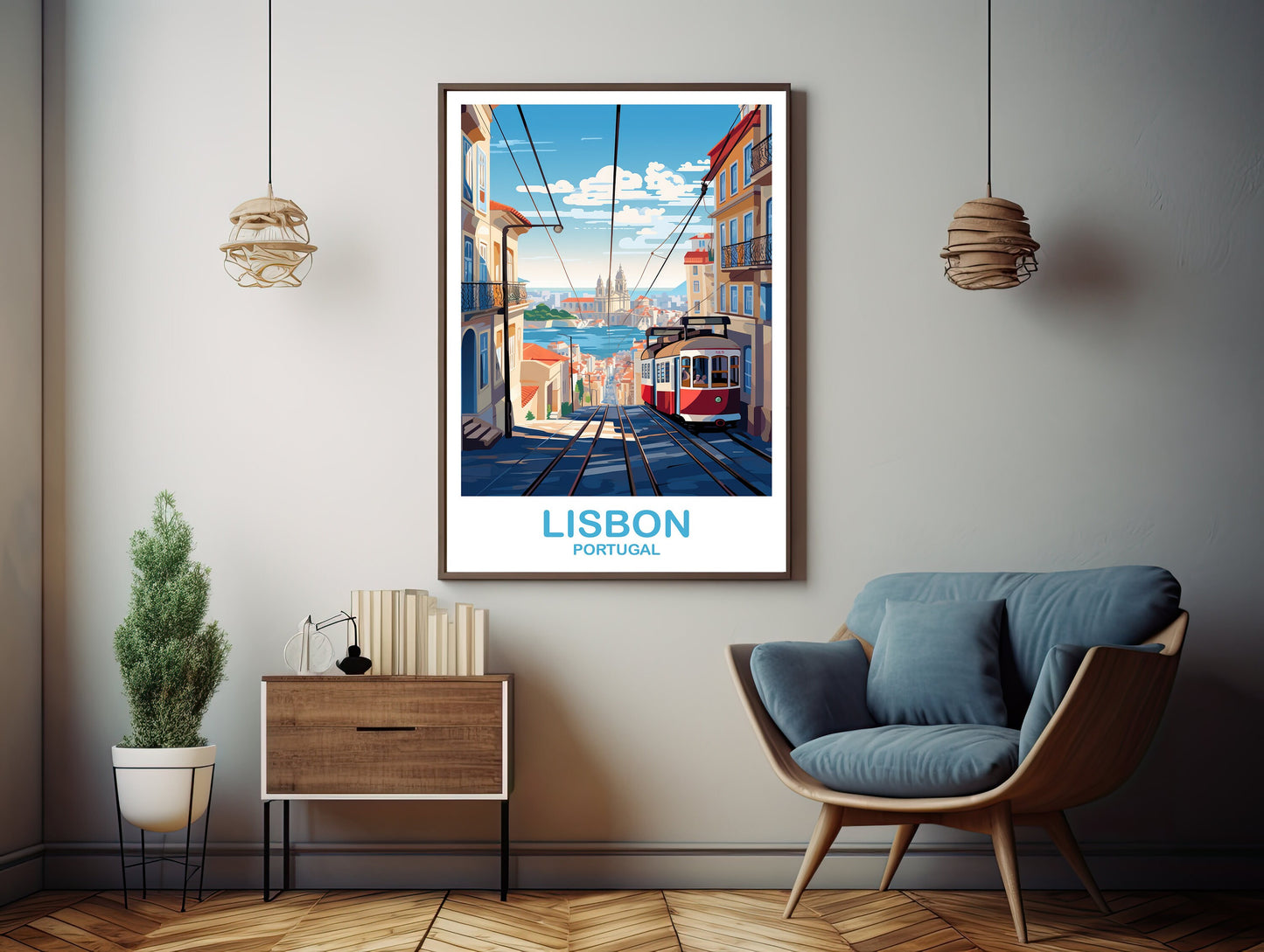 Lisbon Travel Wall Art, Portugal Travel Art, Lisbon Wall Art Poster, Europe Travel Art Poster City Skyline Sunset Wall Art | T2EU_POLI3