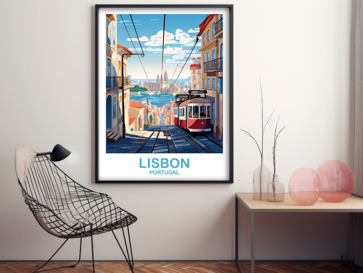 Lisbon Travel Wall Art, Portugal Travel Art, Lisbon Wall Art Poster, Europe Travel Art Poster City Skyline Sunset Wall Art | T2EU_POLI3