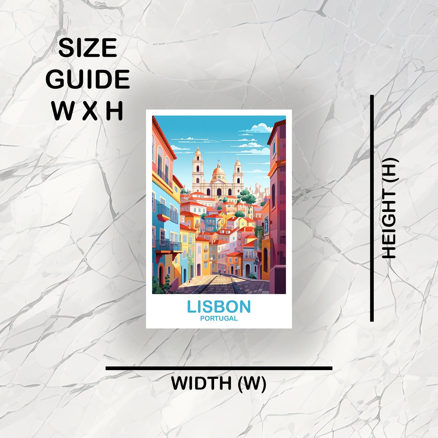 Lisbon Travel Sticker Art, Portugal Travel Sticker Art, Lisbon Wall Art, Europe Travel Art Sticker, City Skyline Sunset Art | T2EU_POLI1_S
