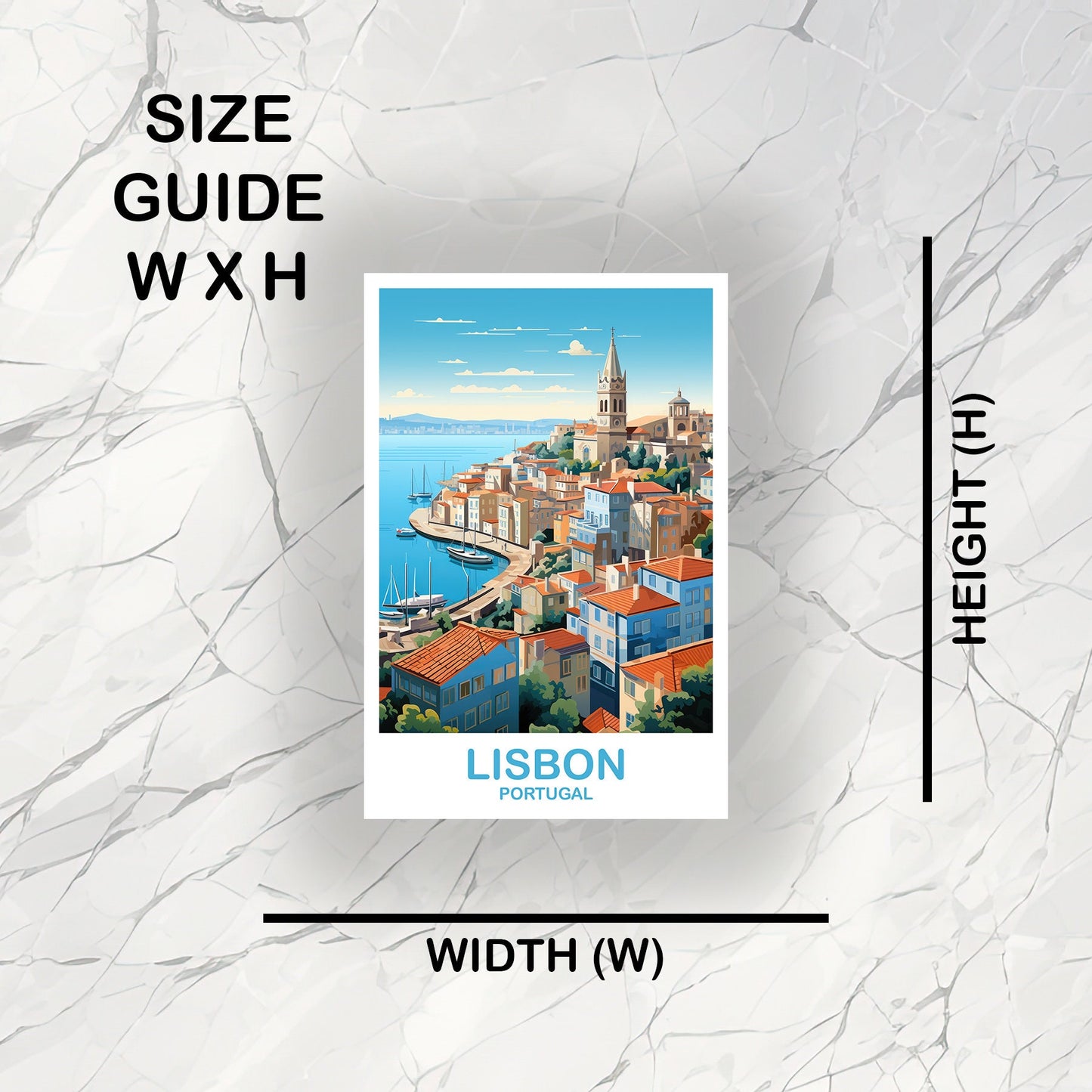 Lisbon Travel Sticker Art, Portugal Travel Sticker Art, Lisbon Wall Art, Europe Travel Art Sticker, City Skyline Sunset Art | T2EU_POLI2_S