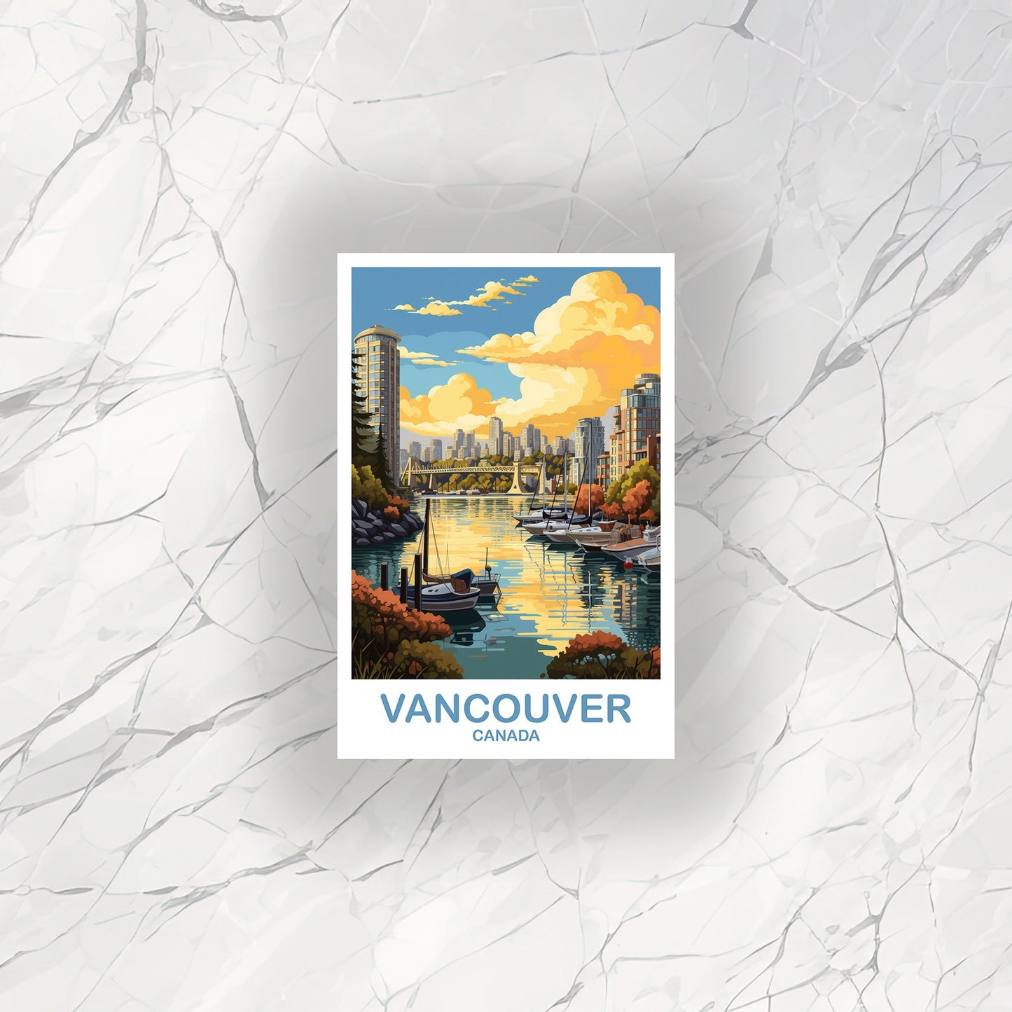 Vancouver BC Travel Sticker, British Columbia Sticker Art, Vancouver Travel Sticker, Travel Art, Vancouver Travel Art | T2NA_BCVA4_S