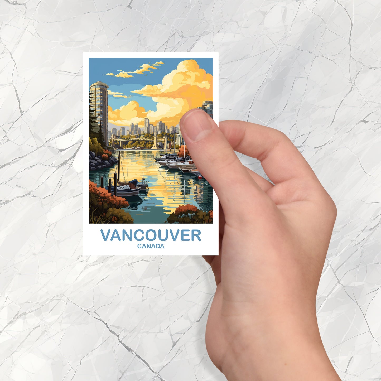Vancouver BC Travel Sticker, British Columbia Sticker Art, Vancouver Travel Sticker, Travel Art, Vancouver Travel Art | T2NA_BCVA4_S