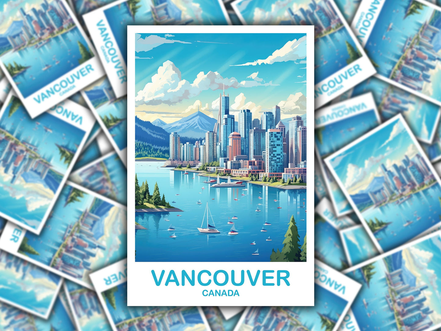 Vancouver BC Travel Sticker, British Columbia Sticker Art, Vancouver Travel Sticker, Travel Art, Vancouver Travel Art | T2NA_BCVA5_S