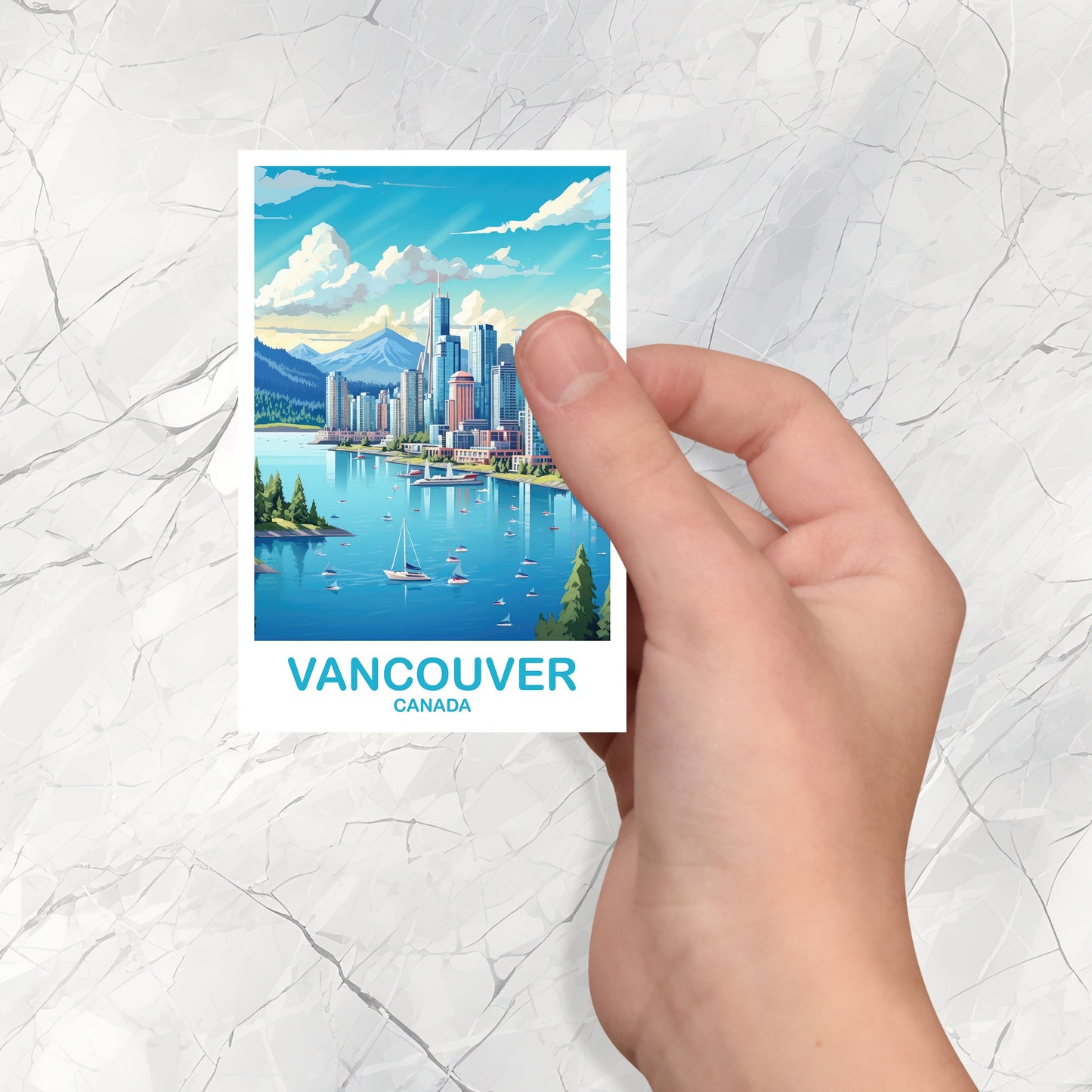 Vancouver BC Travel Sticker, British Columbia Sticker Art, Vancouver Travel Sticker, Travel Art, Vancouver Travel Art | T2NA_BCVA5_S