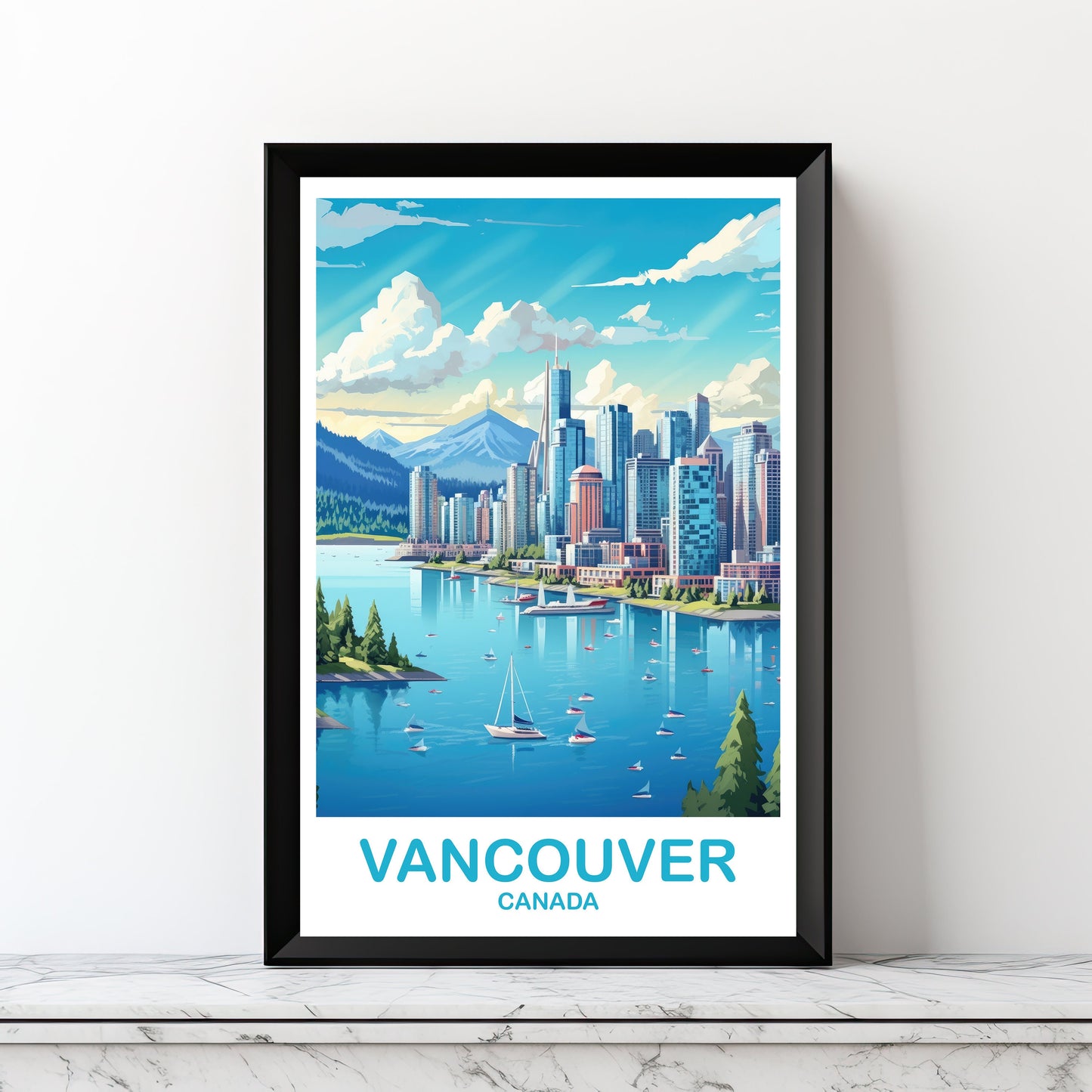 Vancouver BC Travel Print, British Columbia Wall Art, Digital Vancouver Travel Art, Printable Vancouver Travel Wall Art | DT2NA_BCVA5