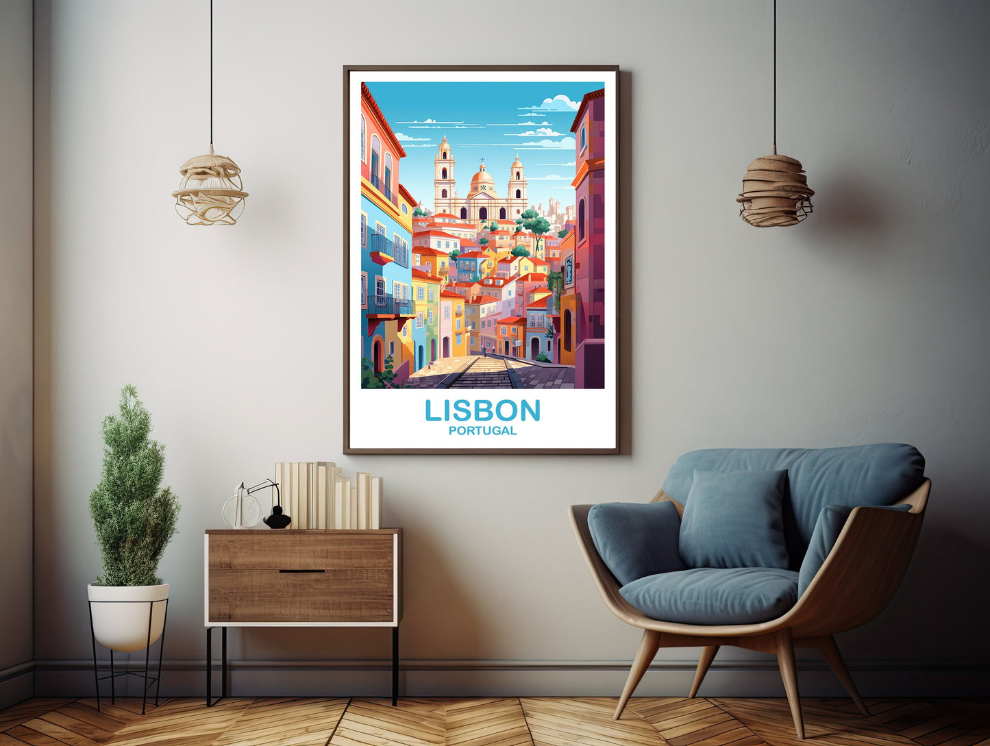 Lisbon Travel Wall Art, Digital Portugal Travel Art, Lisbon Wall Art, Printable Europe Travel Art, City Skyline Sunset Art | DT2EU_POLI1