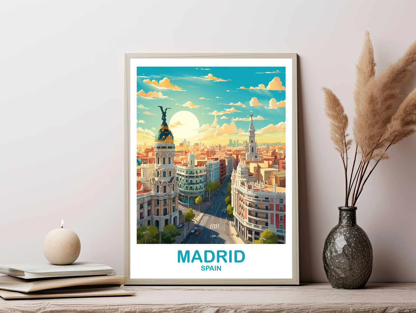 Madrid Travel Wall Art, Spain Travel Art, Digital Madrid Wall Art, Printable Spain Travel Art, City Skyline Sunset Wall Art | DTD2EU_SPMA1