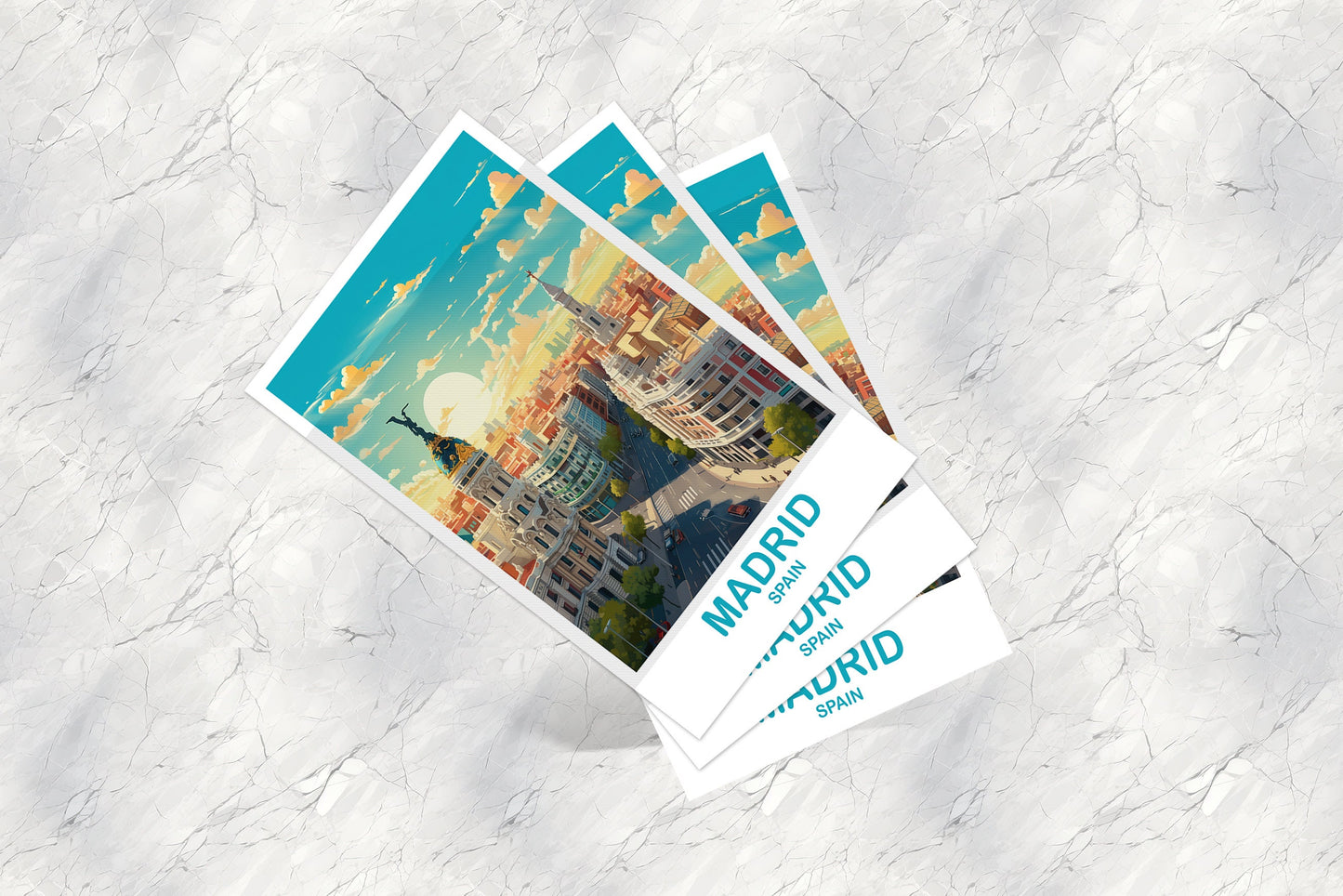Madrid Travel Wall Art, Spain Travel Art, Madrid Wall Art Poster, Spain Travel Art Poster, City Skyline Sunset Wall Art | T2EU_SPMA1_P