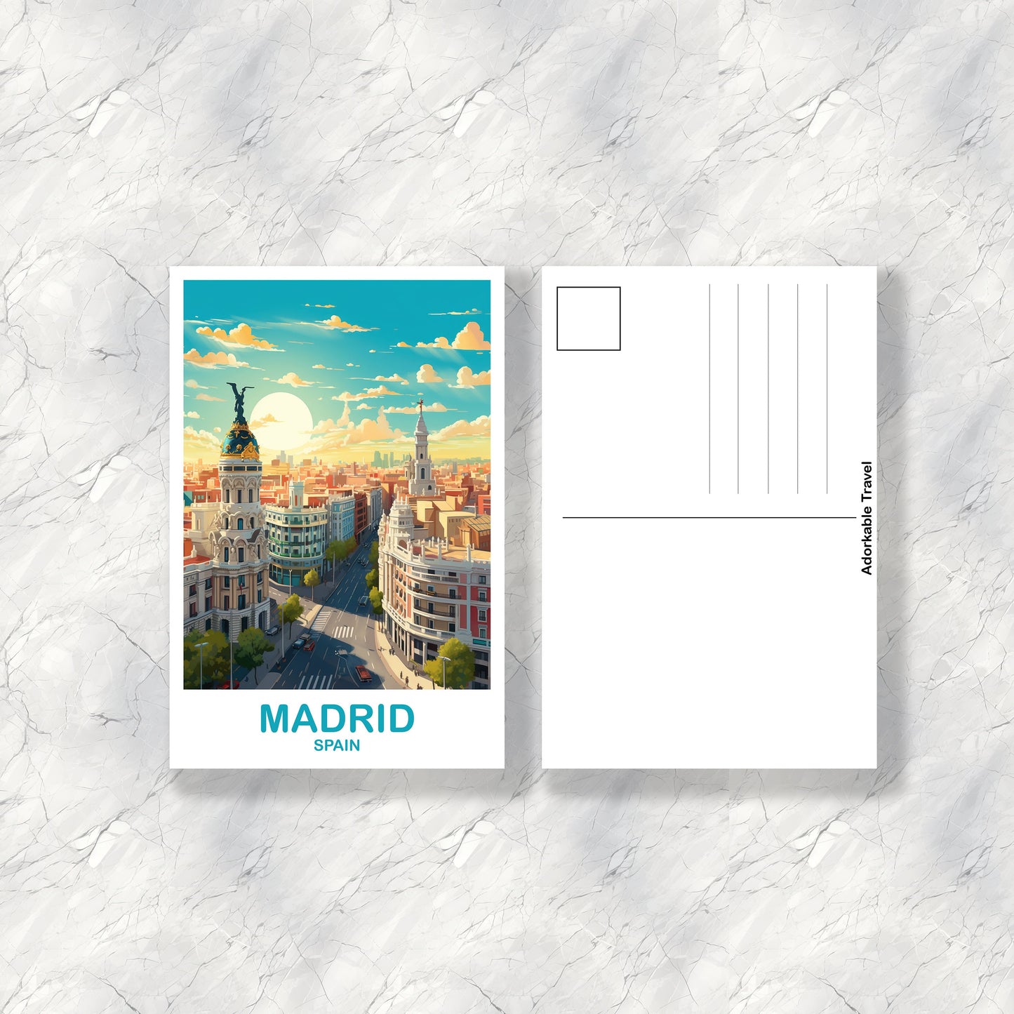 Madrid Travel Wall Art, Spain Travel Art, Madrid Wall Art Poster, Spain Travel Art Poster, City Skyline Sunset Wall Art | T2EU_SPMA1_P