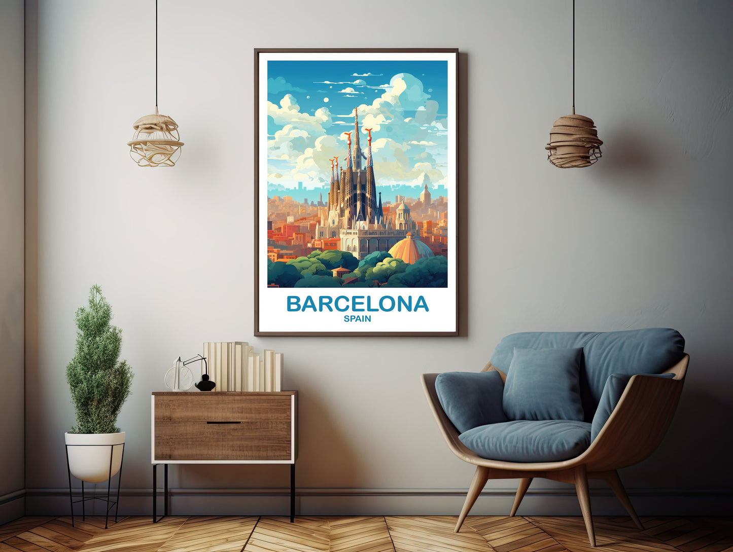 Barcelona Spain Travel Wall Art, Spain Travel Art, Barcelona Wall Art Poster, Spain Travel Art Poster | T2EU_SPBA1
