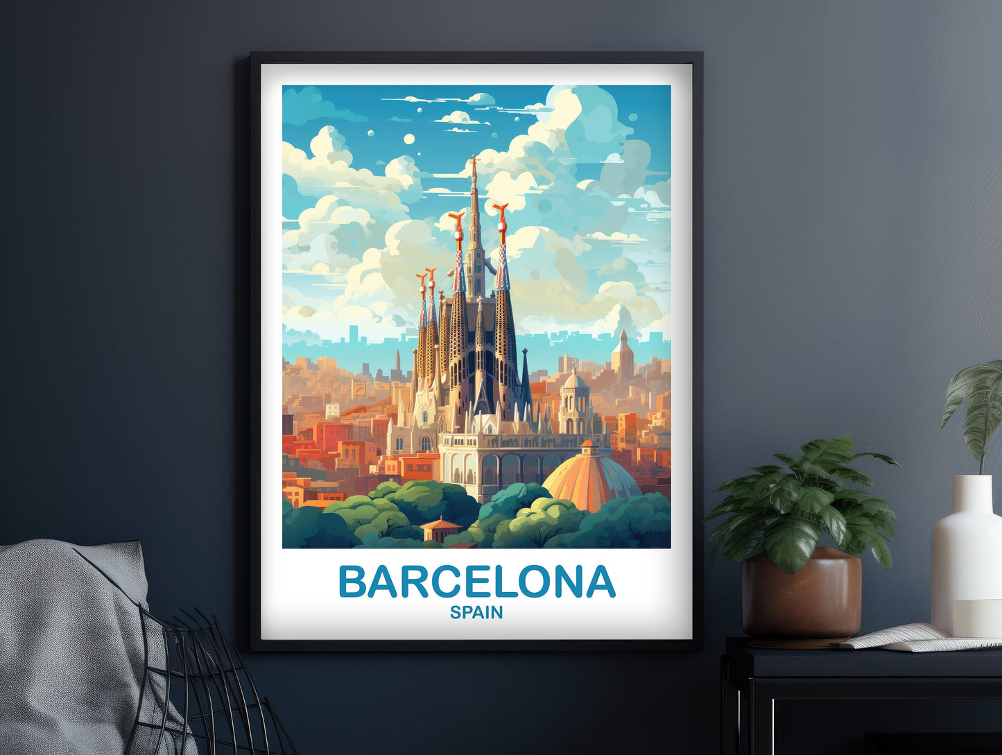 Barcelona Spain Travel Wall Art, Spain Travel Art, Barcelona Wall Art Poster, Spain Travel Art Poster | T2EU_SPBA1