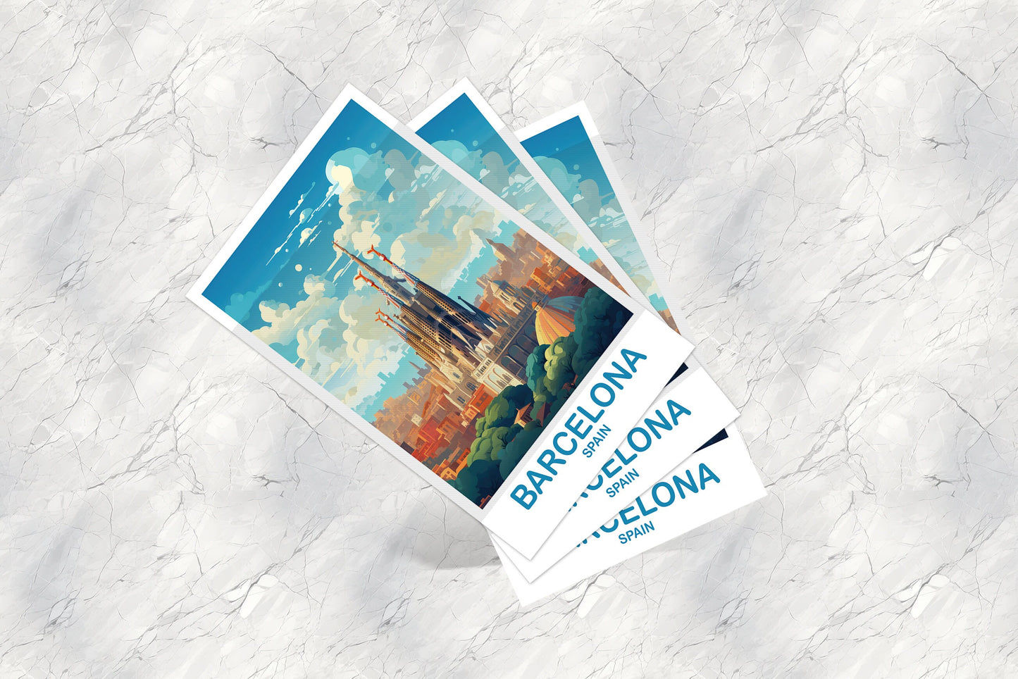 Barcelona Spain Travel Postcard Art, Spain Travel Postcard, Barcelona Wall Art Postcard, Spain Travel Art Postcard | T2EU_SPBA1_P