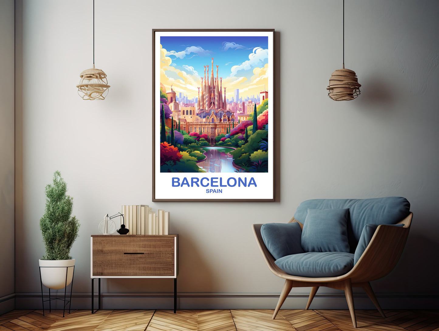 Barcelona Spain Travel Wall Art, Spain Travel Art, Barcelona Wall Art Poster, Spain Travel Art Poster | T2EU_SPBA2