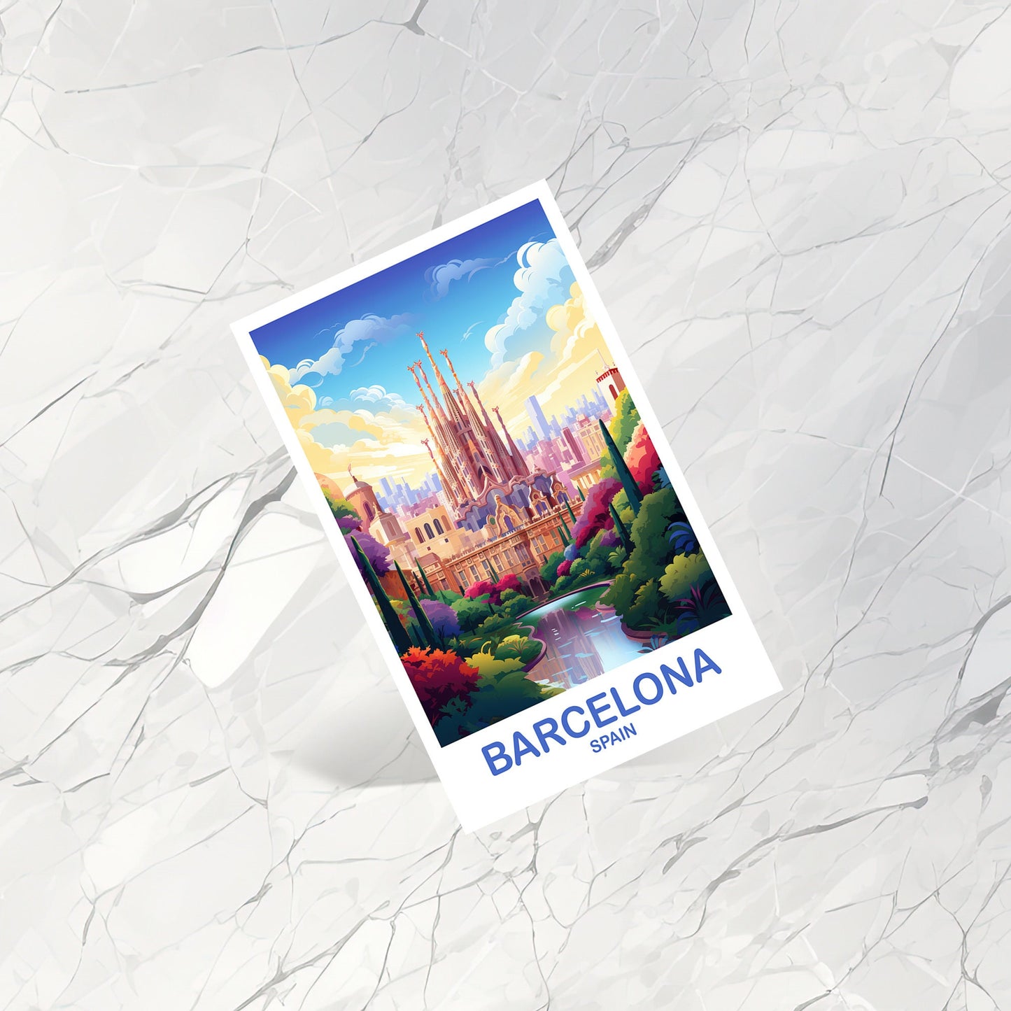 Barcelona Spain Travel Postcard Art, Spain Travel Postcard, Barcelona Wall Art Postcard, Spain Travel Art Postcard | T2EU_SPBA2_P