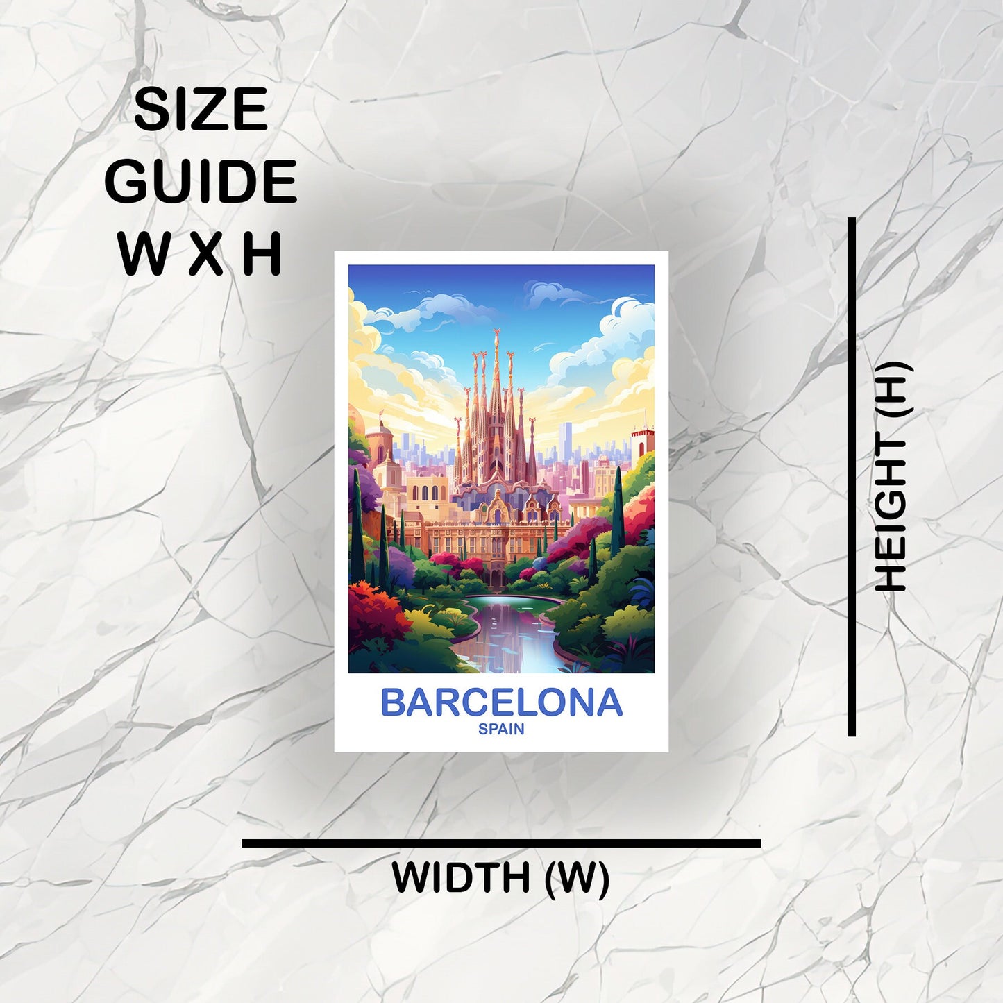 Barcelona Spain Travel Sticker Art, Spain Travel Art, Barcelona Travel Sticker, Spain Travel Art Sticker | T2EU_SPBA2_S