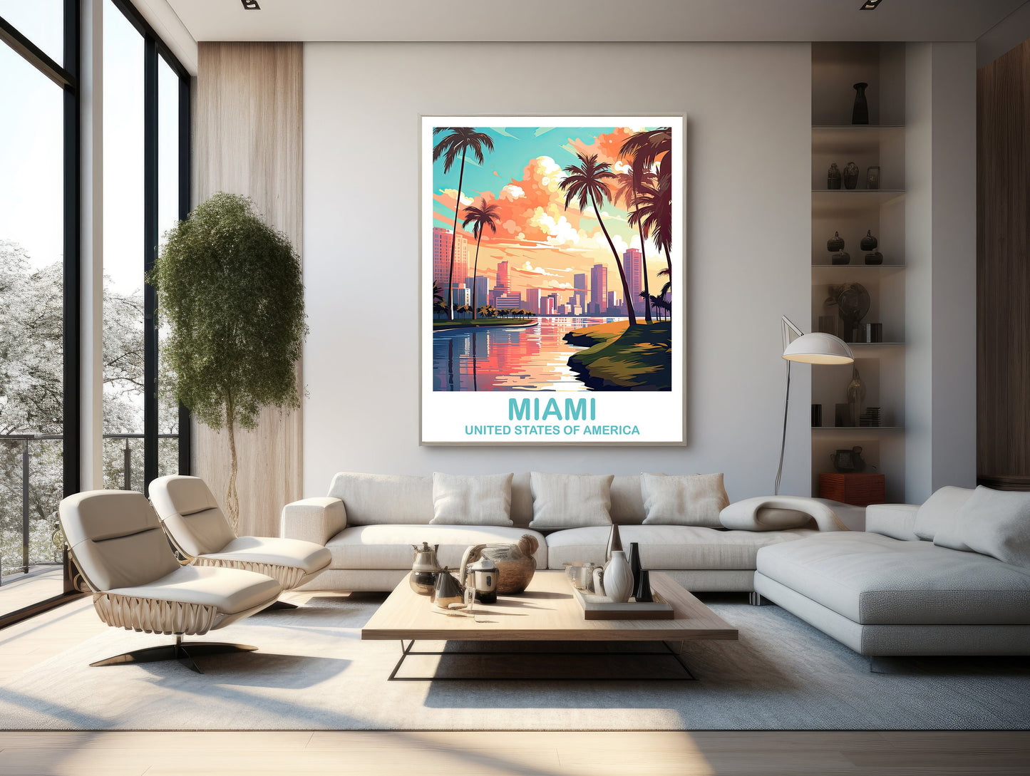 Miami Florida Travel Print, Miami Travel Wall Art, Florida Wall Art Poster, City Skyline Wall Art, Miami Wall Art | T2NA_FLMI3