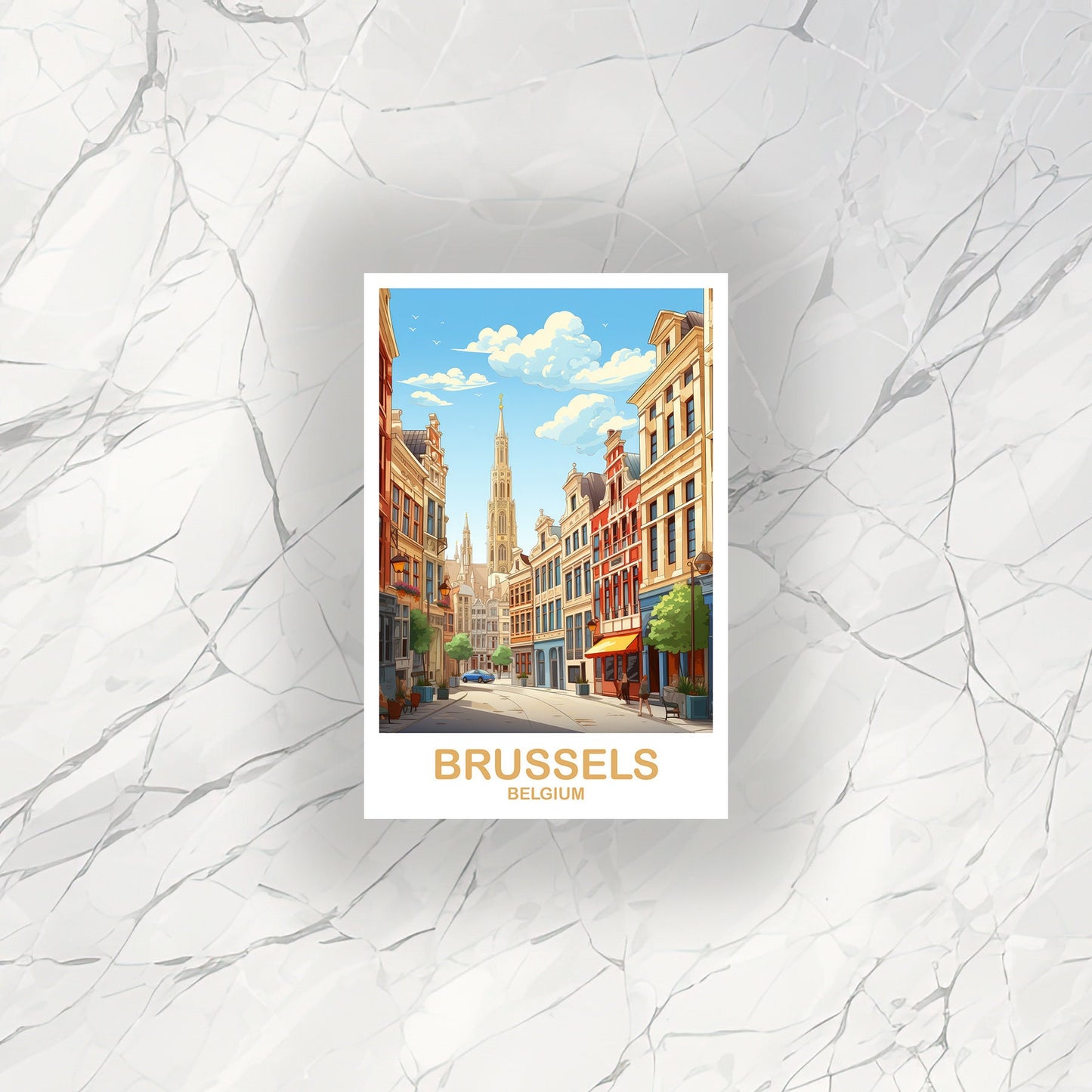 Brussels Travel Sticker Art, Belgium Travel Sticker, Brussels Art Sticker, Belgium Travel Sticker, Europe Travel Sticker | T2EU_BEBR1_S