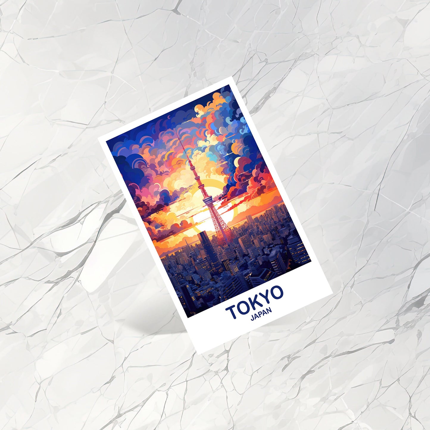 Tokyo Travel Art Postcard, Tokyo Skyline, Japan Wall Art Postcard, City Skyline Postcard, Vibrant Sunset, Travel Postcard | T2AS_JATO1_P