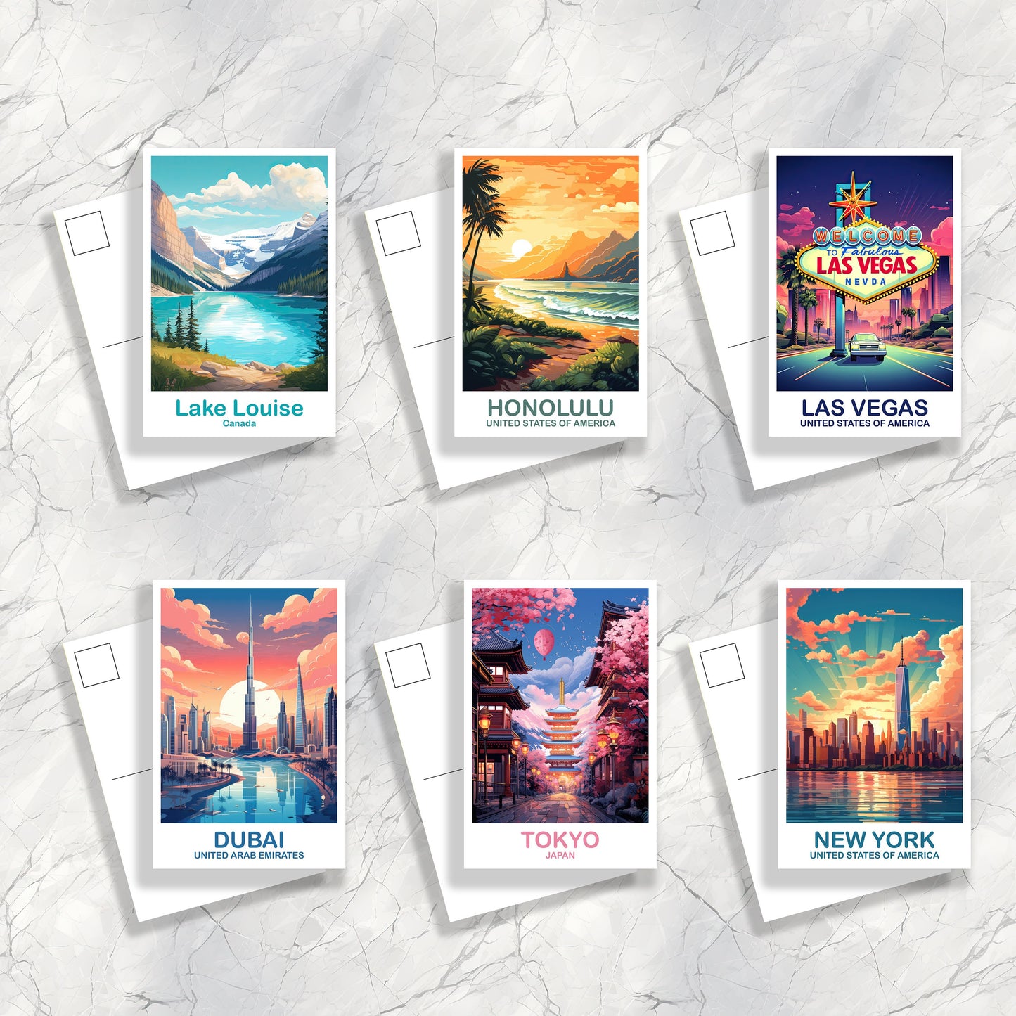 3 Custom Travel Postcards, Travel Postcard Set, Set of Three City Postcards, Any Three Locations, Personalized City Postcards, Travel Bundle