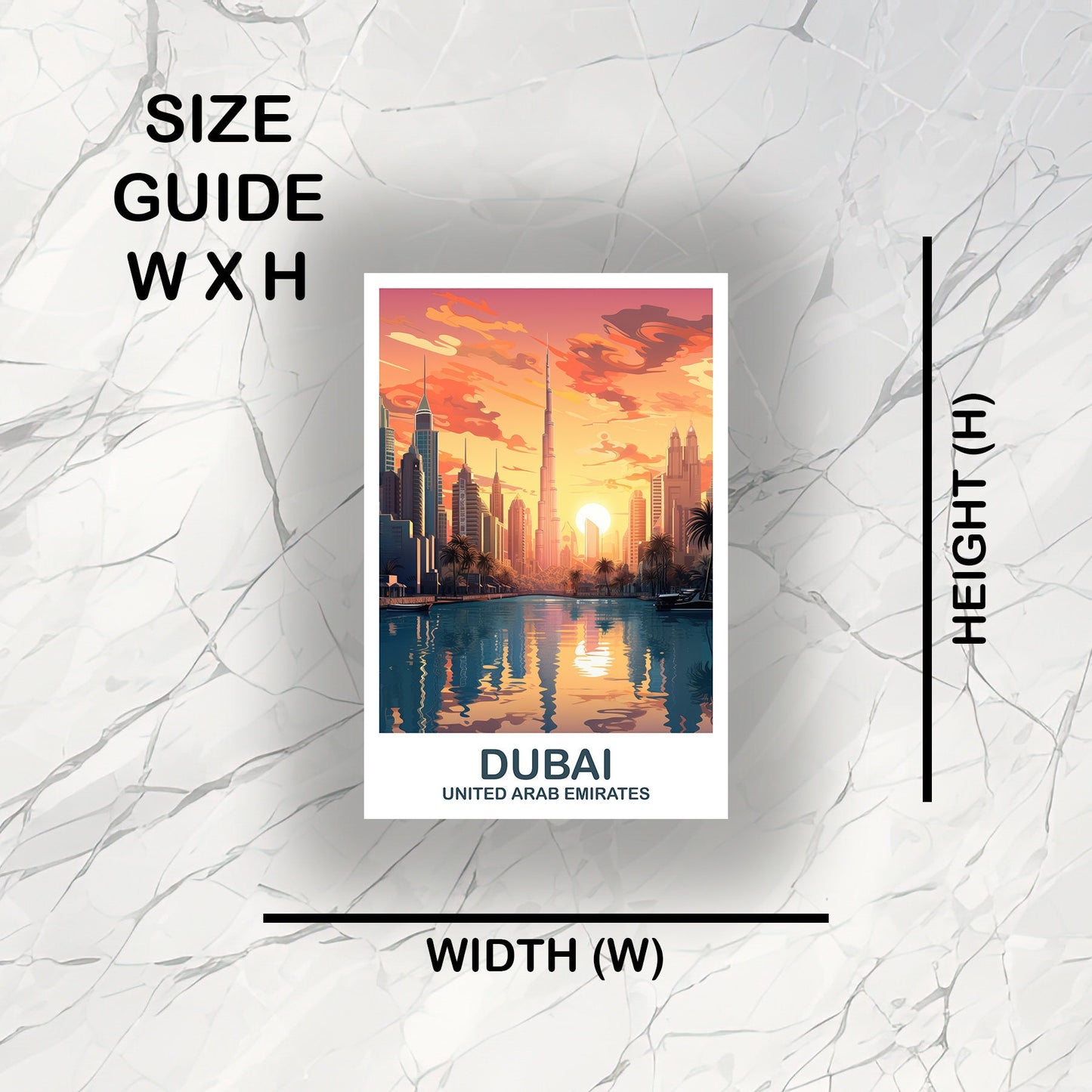 Dubai Travel Art Sticker, Dubai Skyline, Dubai Art Sticker, City Skyline Sticker Art, Vibrant Sunset, Travel Art Sticker | T2AS_UAEDU2_S