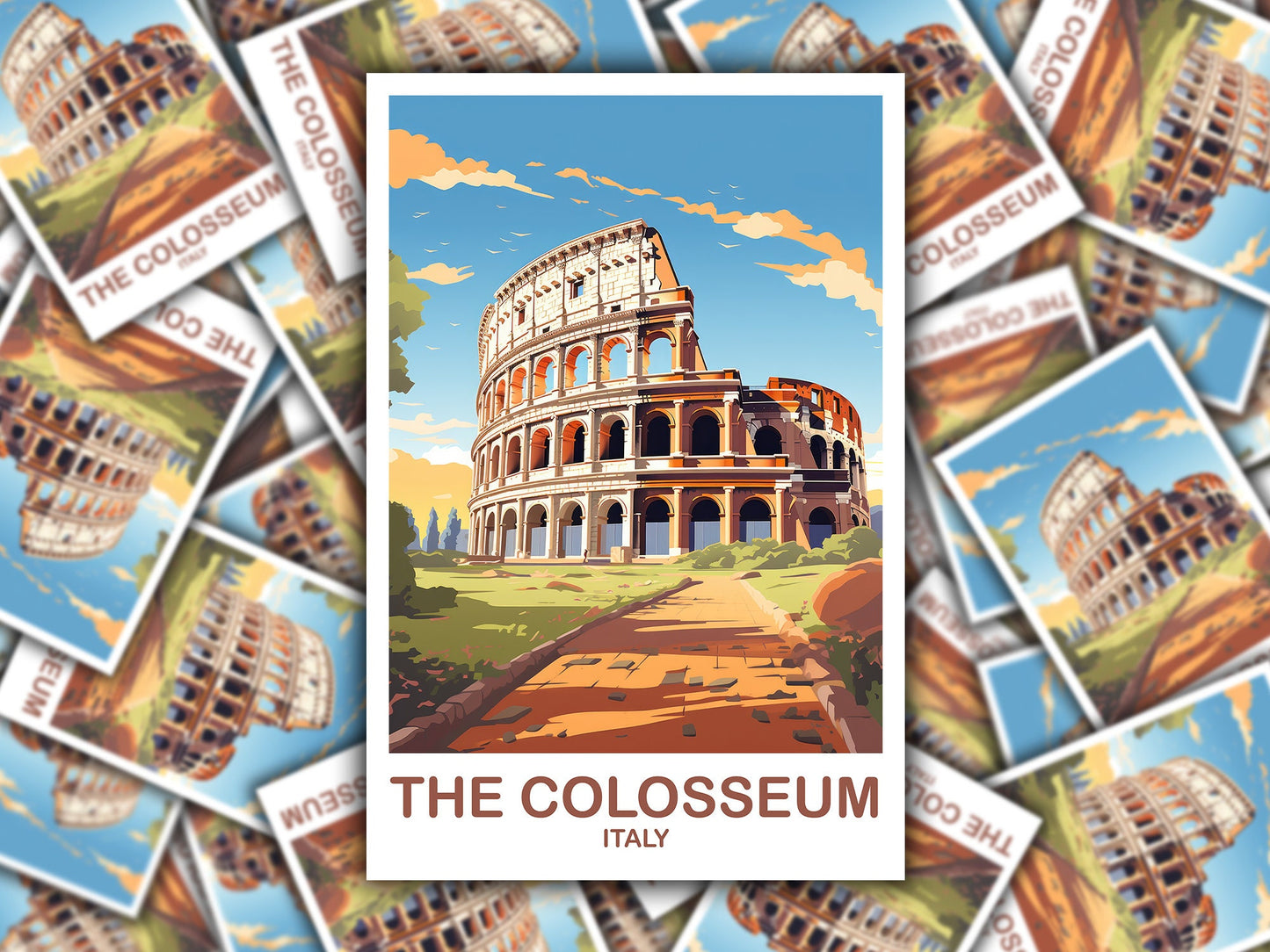 Colosseum Travel Art Sticker, 7 Wonders Travel Art, Rome Travel Art, Italy Sticker, Rome Travel Art, Italy Travel Sticker | T2EU_ITRO3_S