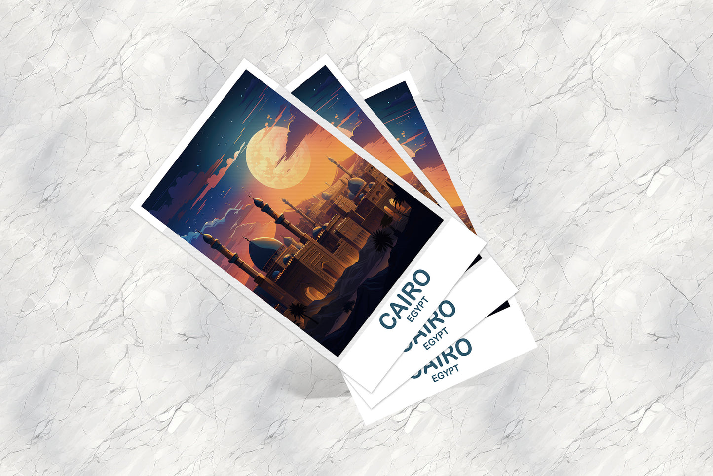 Cairo Travel Postcard Art, Egypt Skyline, Cairo Egypt Art Postcard, City Skyline Art, Travel Art, Africa Postcard Art | T2AF_EGCA1_P