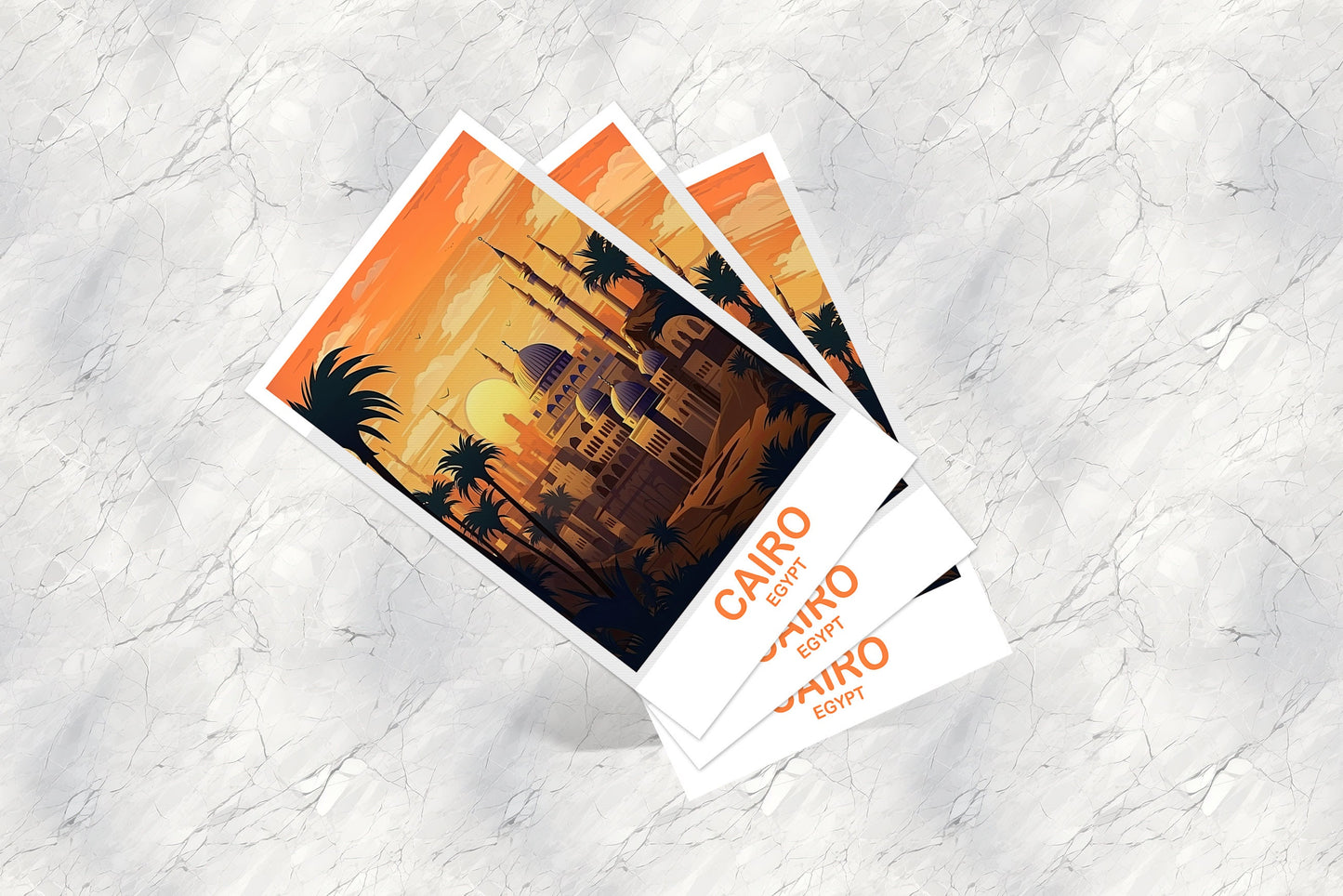 Cairo Travel Postcard Art, Egypt Skyline, Cairo Egypt Art Postcard, City Skyline Art, Travel Art, Africa Postcard Art | T2AF_EGCA2_P