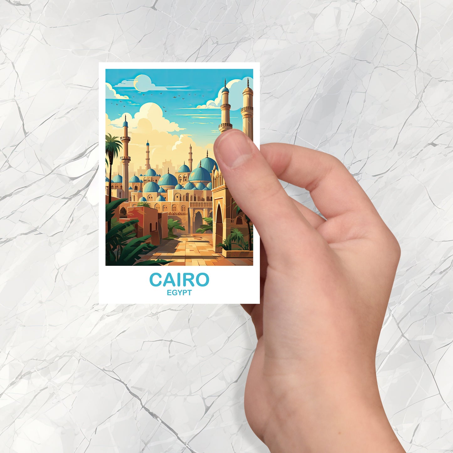 Cairo Travel Sticker Art, Egypt Skyline, Cairo Egypt Sticker Art, City Skyline Wall Art, Travel Art, Africa Travel Sticker | T2AF_EGCA3_S