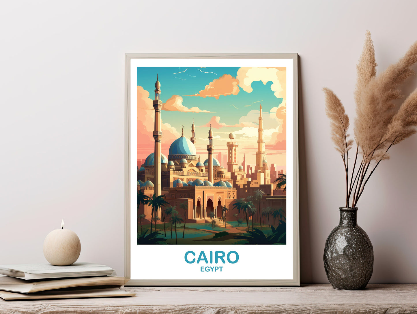 Cairo Travel Wall Art, Egypt Skyline, Digital Cairo Egypt Wall Art, City Skyline Art, Travel Art, Printable Africa Travel Art | DT2AF_EGCA4