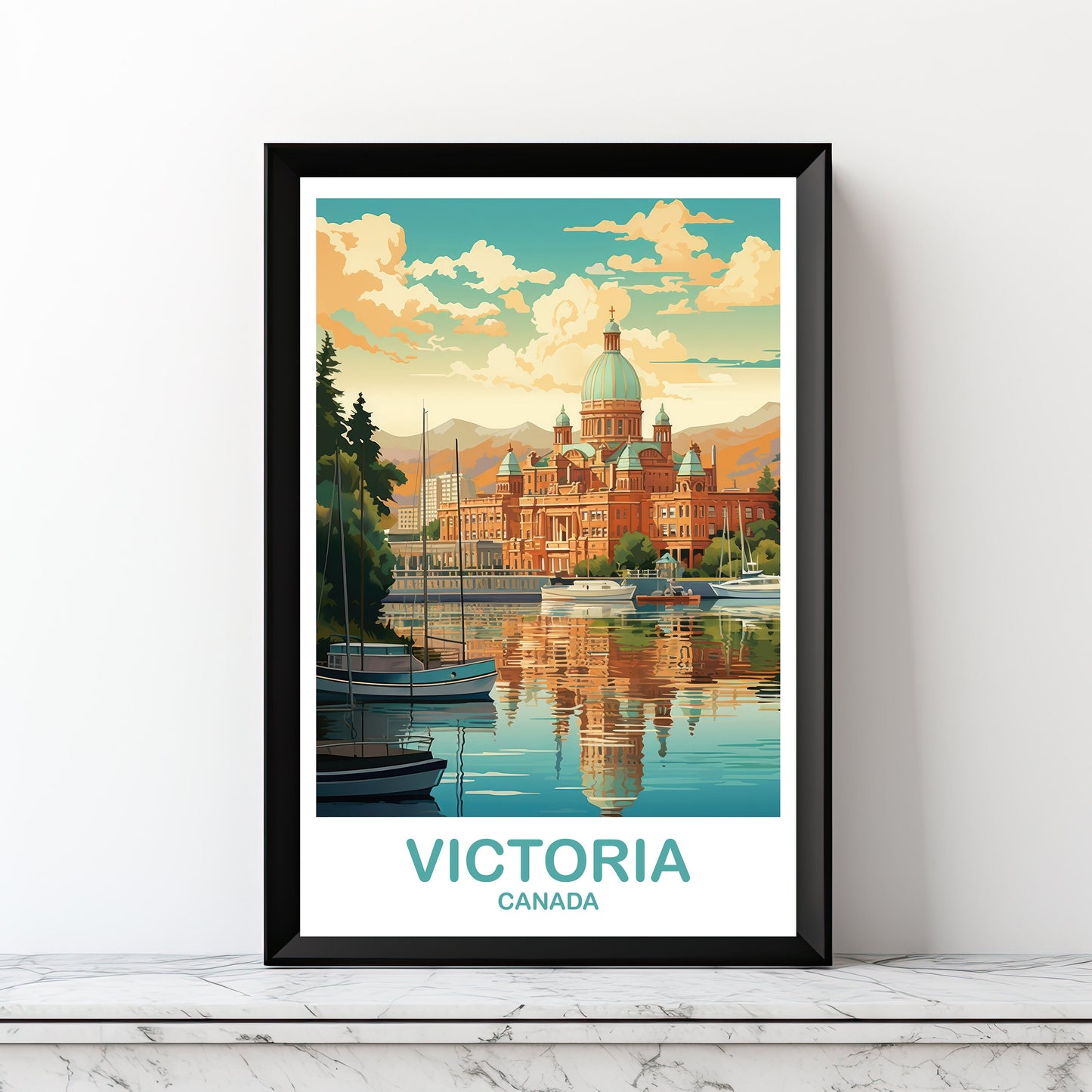Victoria Travel Wall Print, BC Travel Wall Art, Victoria Wall Art Poster, City Skyline Wall Art, Vicotria British Columbia | DT2NA_BCVI1