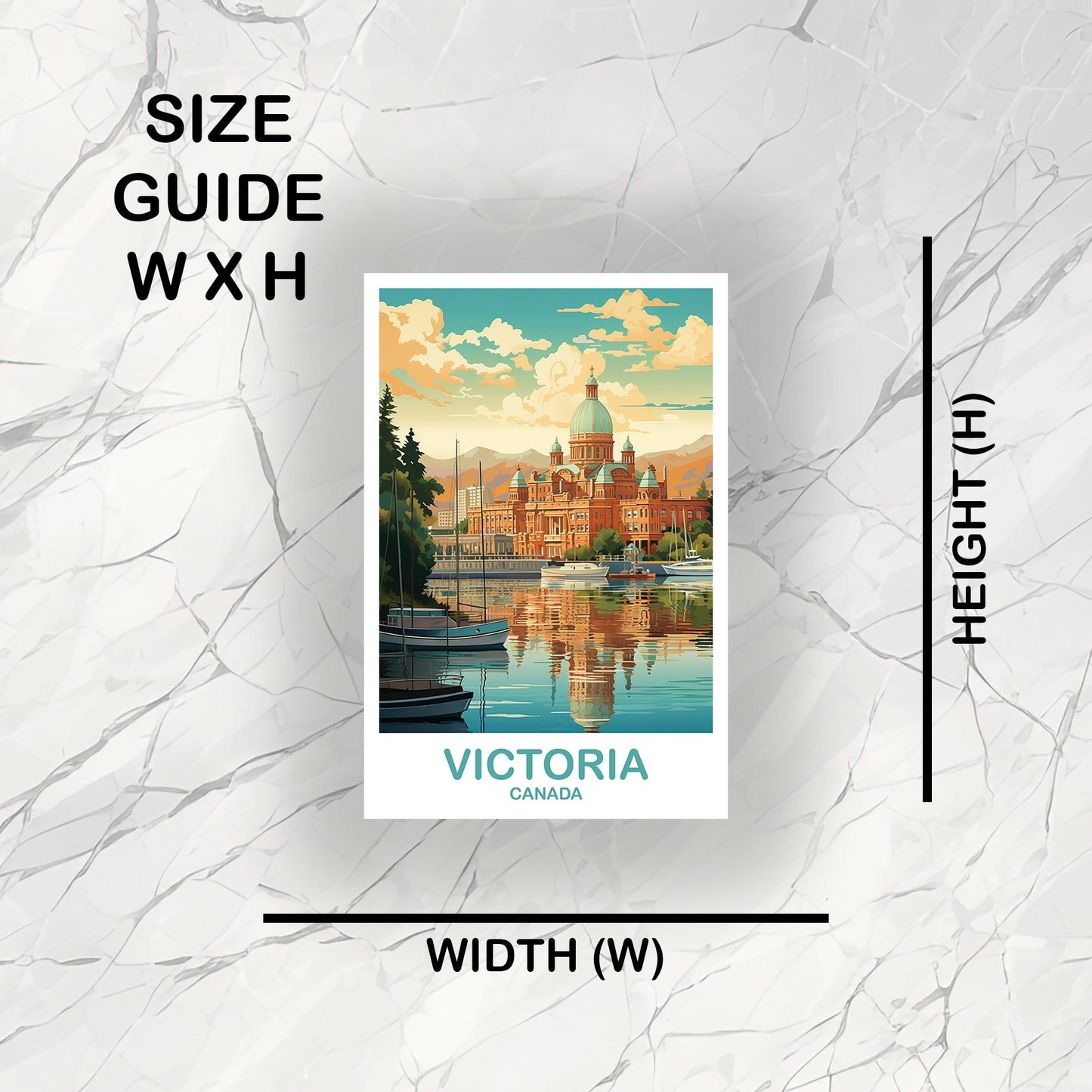 Victoria Travel Art Sticker, BC Travel Sticker Art, Victoria Art Sticker, City Skyline, Canada Travel Sticker | T2NA_BCVI1_S