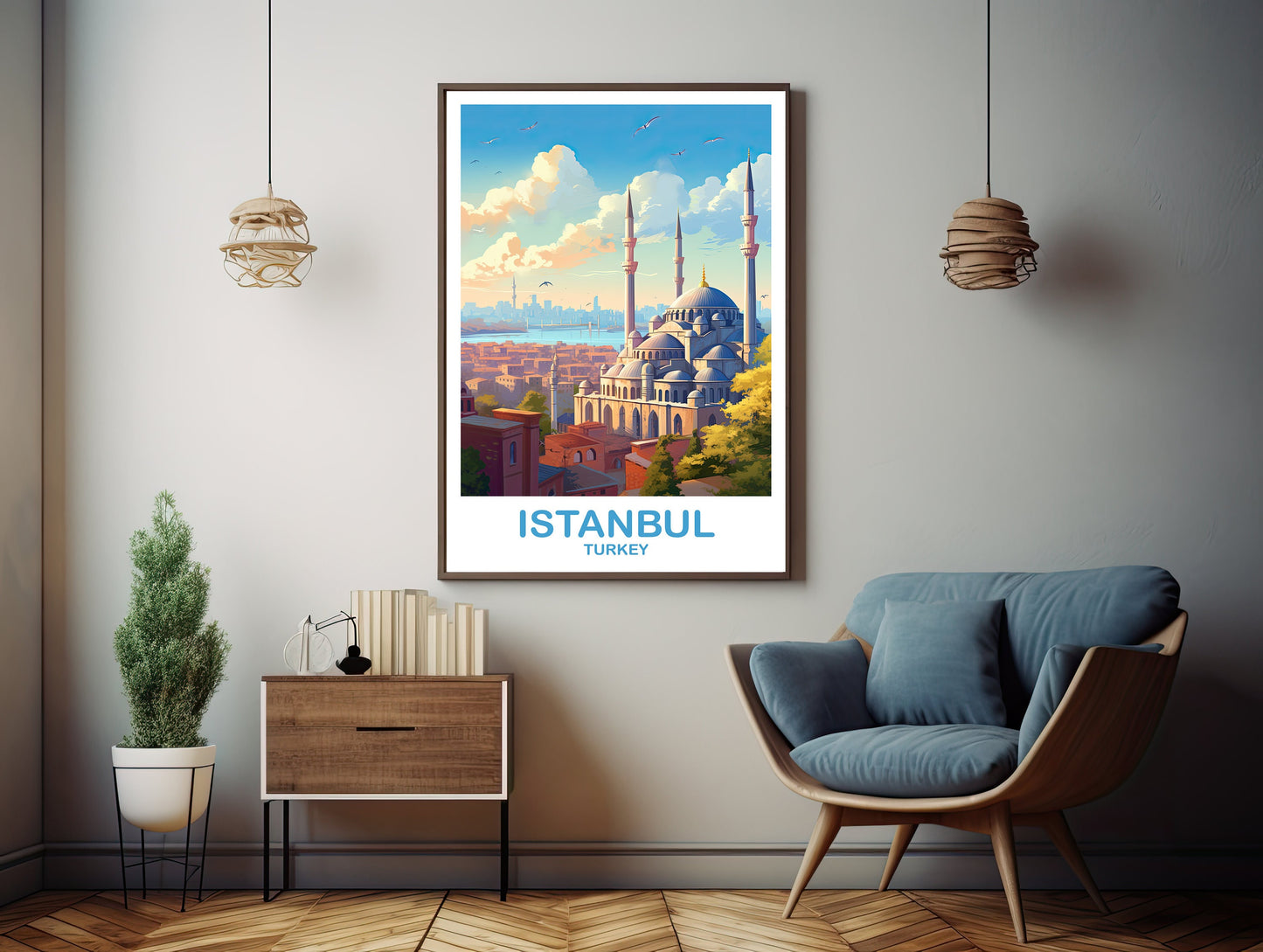 Istanbul Travel Wall Art, Istanbul Turkey Wall Art, Turkey Wall Art Poster, City Skyline Turkey Travel Wall Art | T2EU_TUIS1